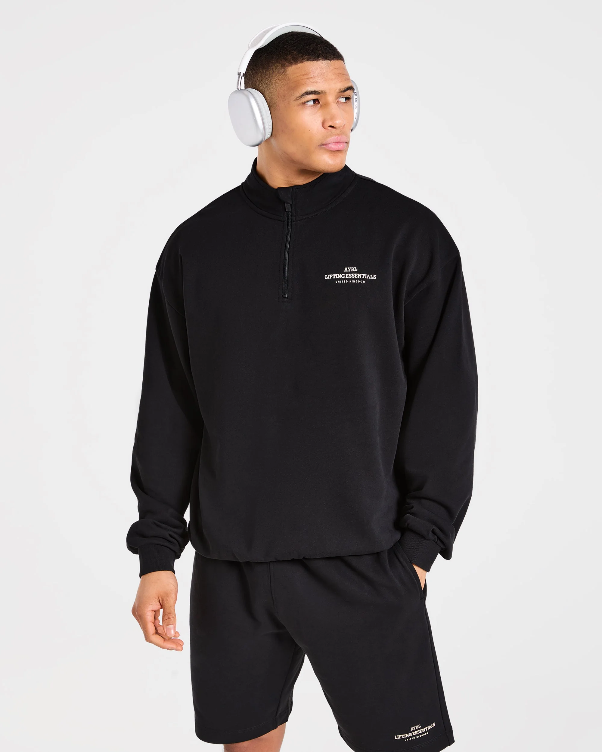 Apex Lifting Essentials 1/4 Zip Pullover - Black/Cream - Image 7