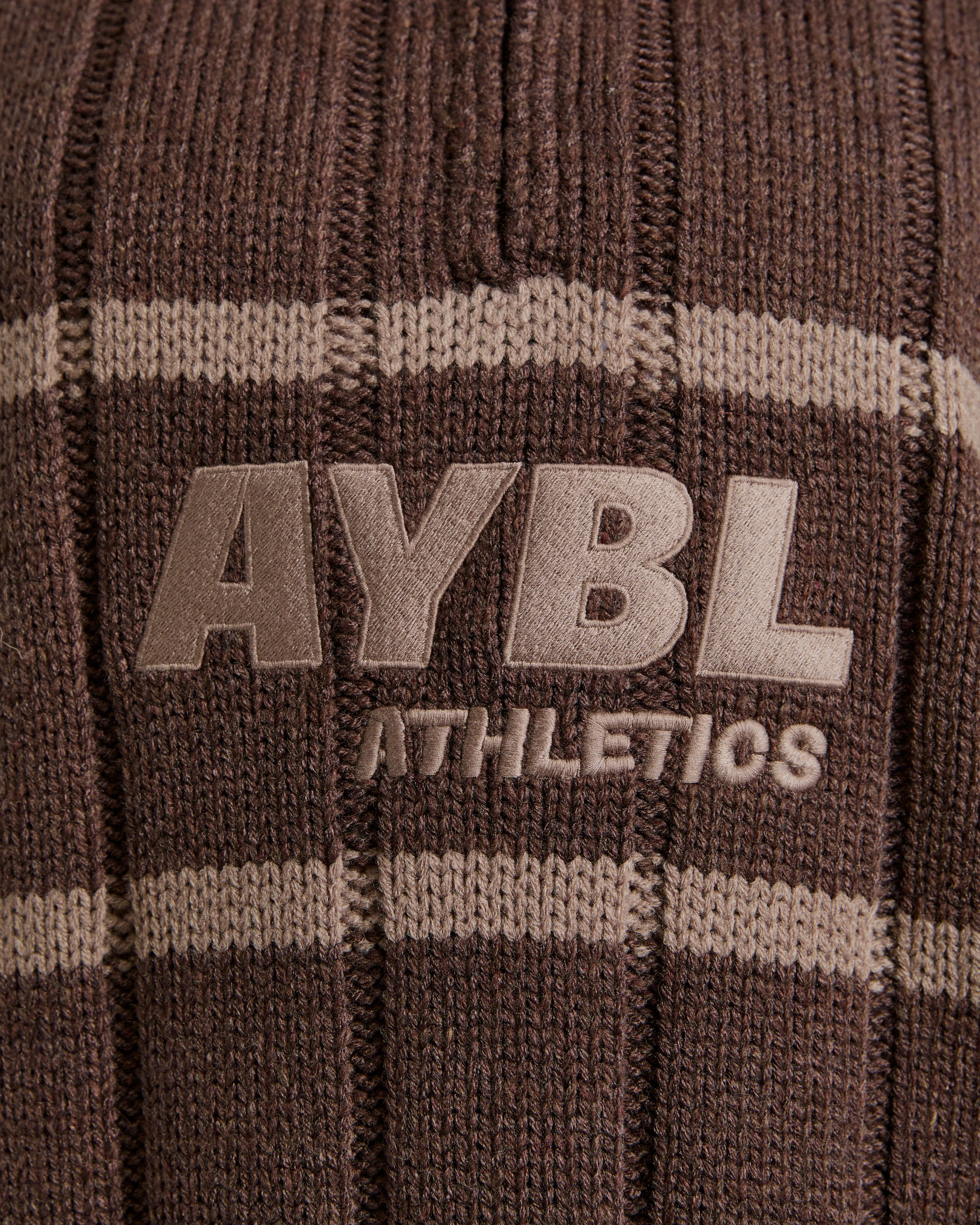 Athletics Oversized Knitted 1/4 Zip - Brown - Image 5