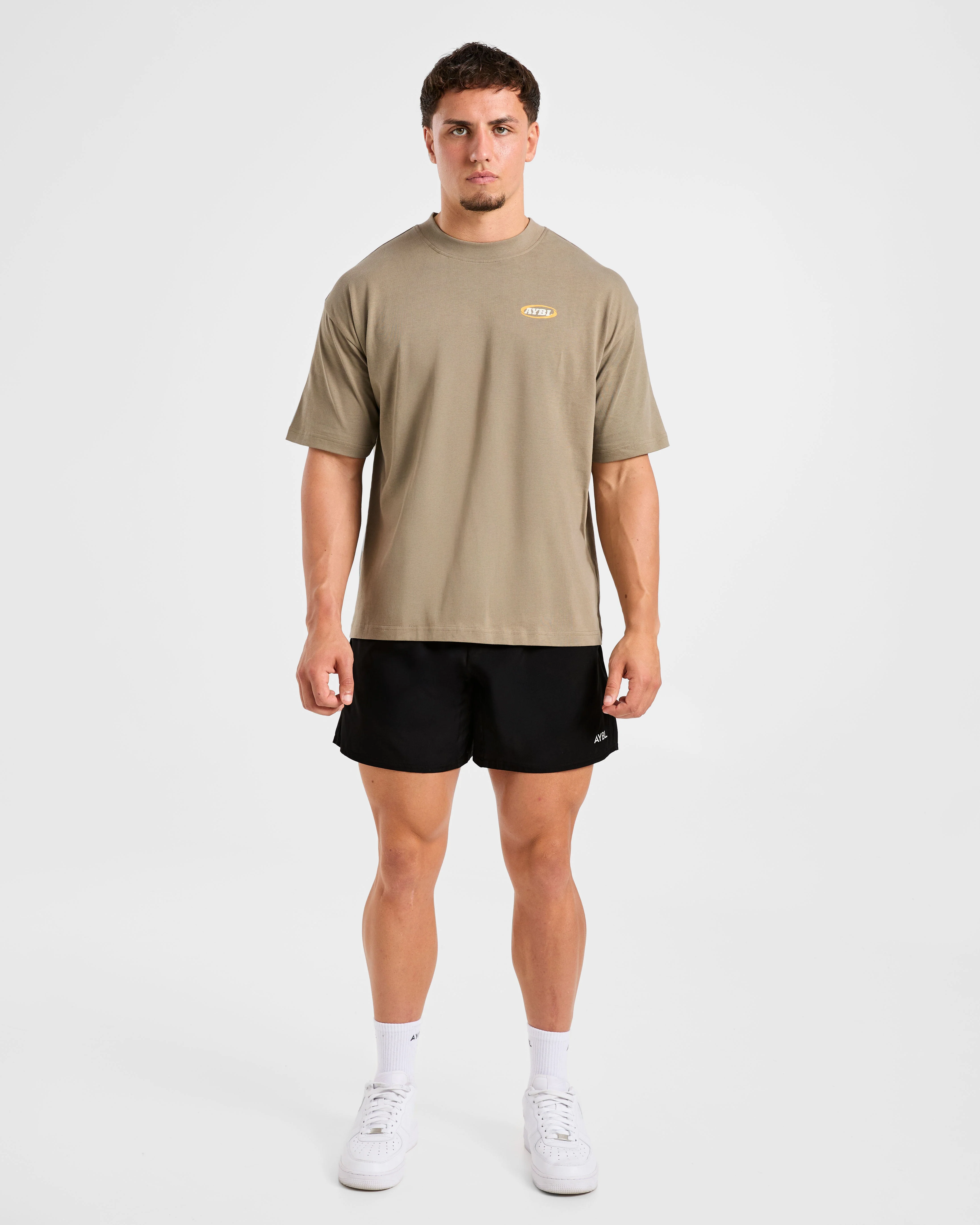 Athletics Script Oversized T Shirt - Olive Sand - Image 3