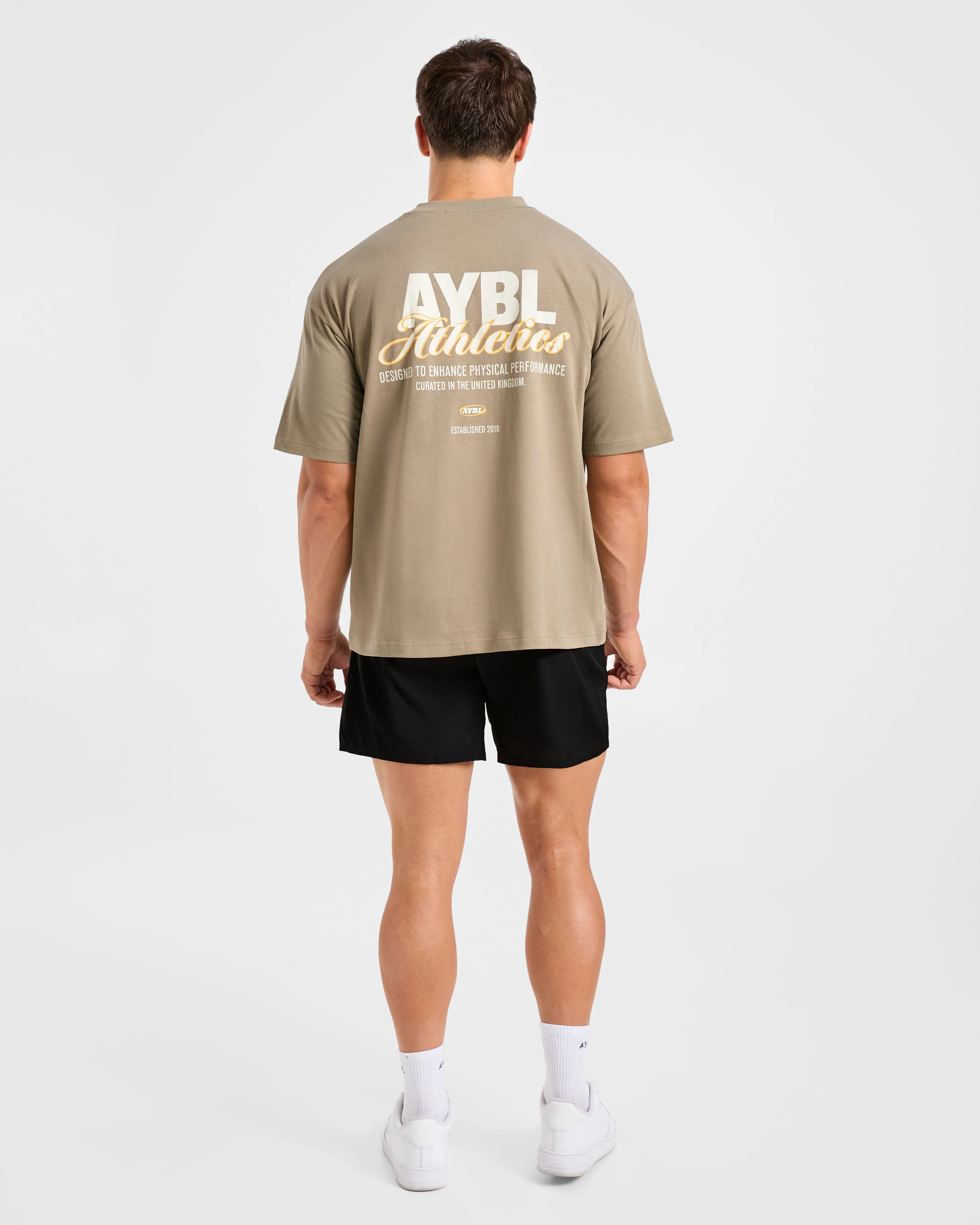 Athletics Script Oversized T Shirt - Olive Sand - Image 4