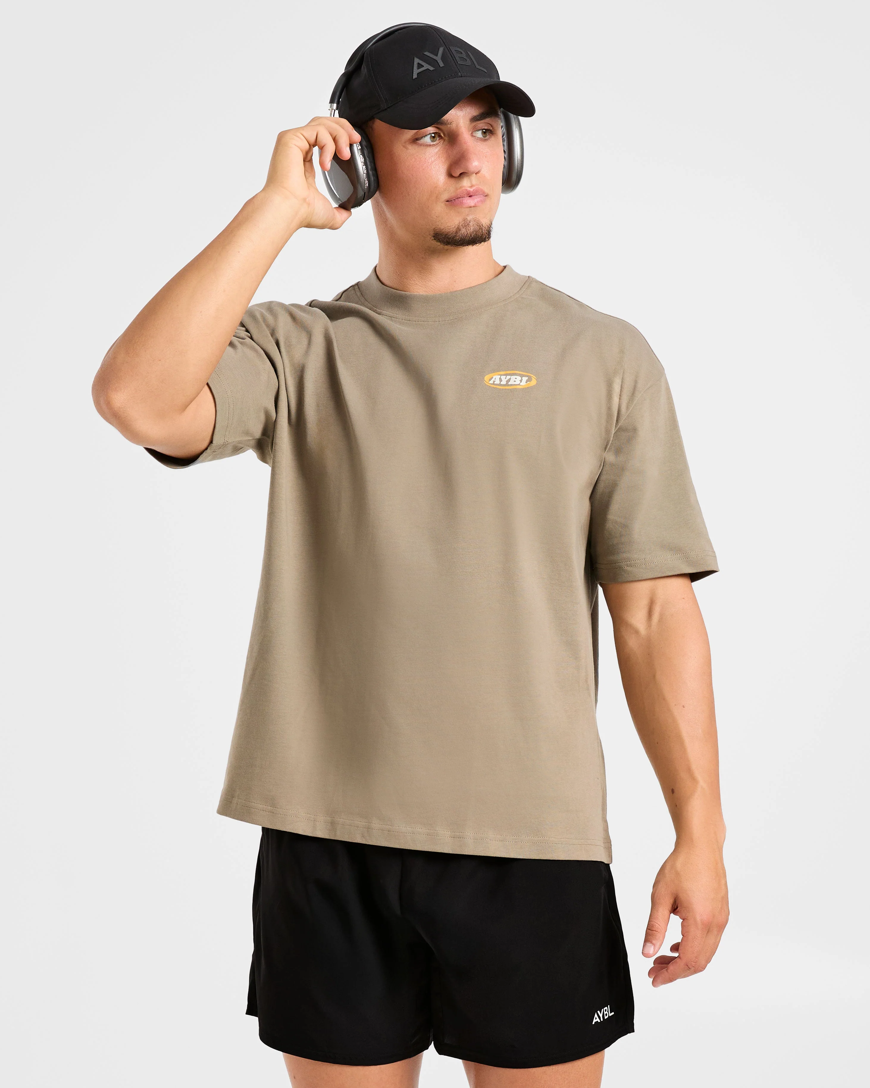 Athletics Script Oversized T Shirt - Olive Sand - Image 7