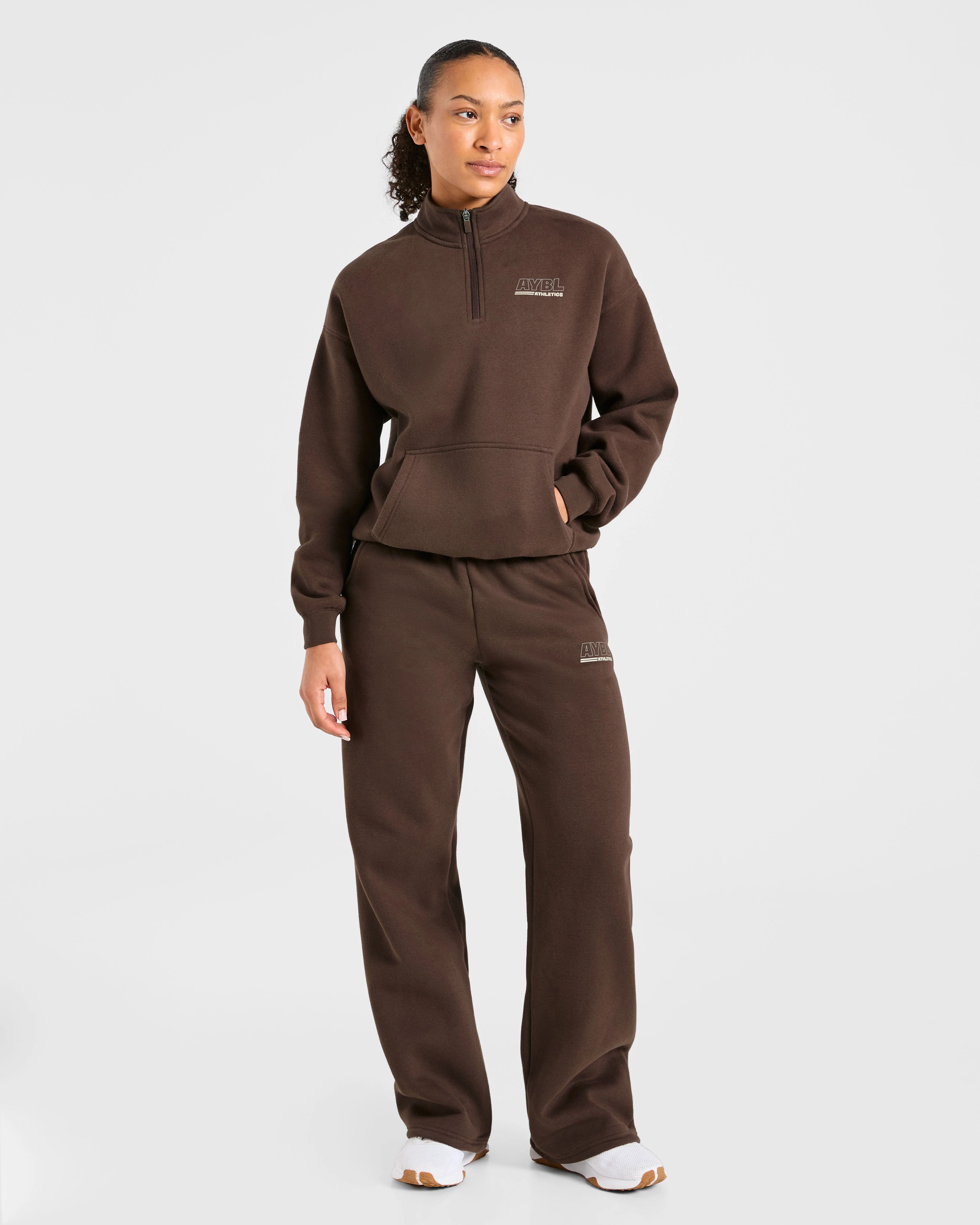 Athletics Track Oversized 1/4 Zip Pullover - Brown/Sand - Image 3