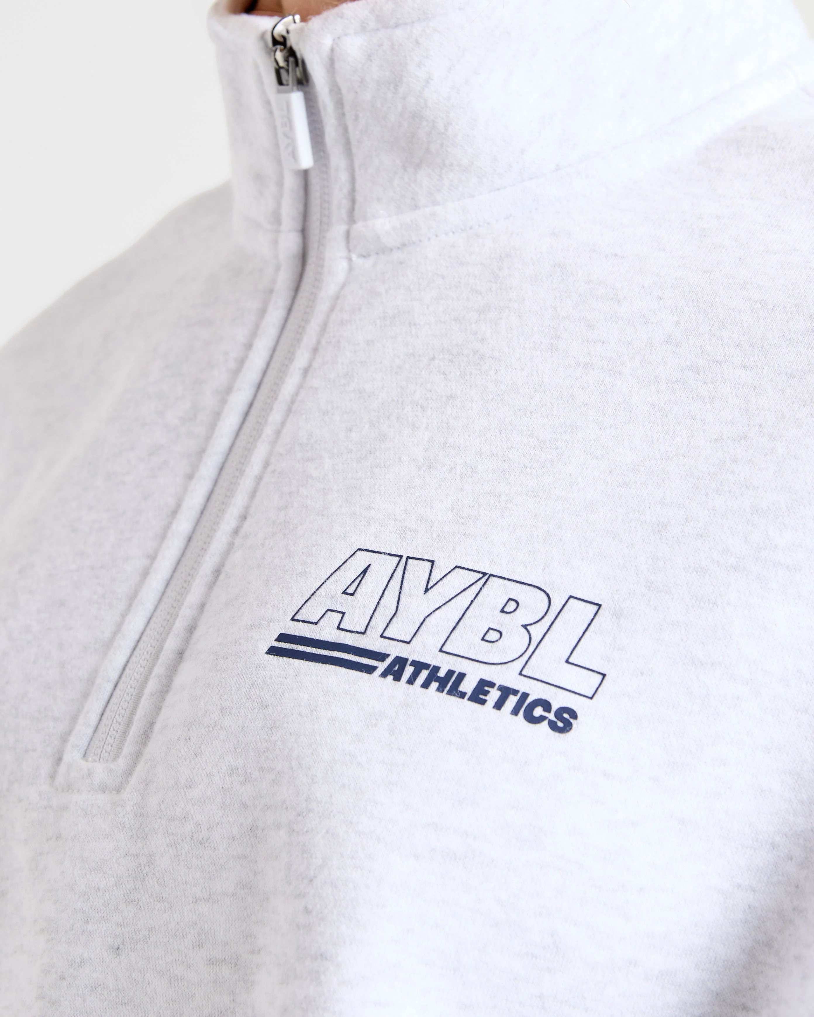Athletics Track Oversized 1/4 Zip Pullover - Heather Grey/Navy - Image 5