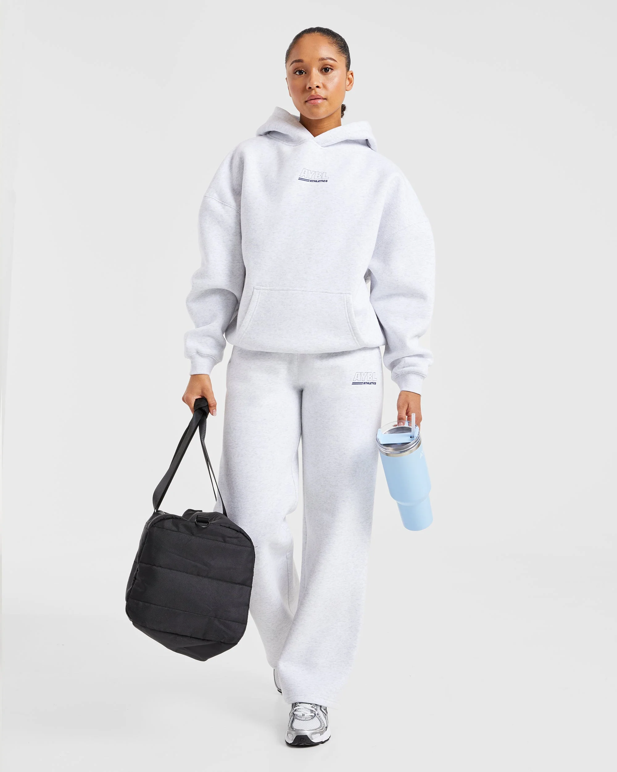Athletics Track Oversized Straight Leg Joggers - Heather Grey/Navy - Image 7
