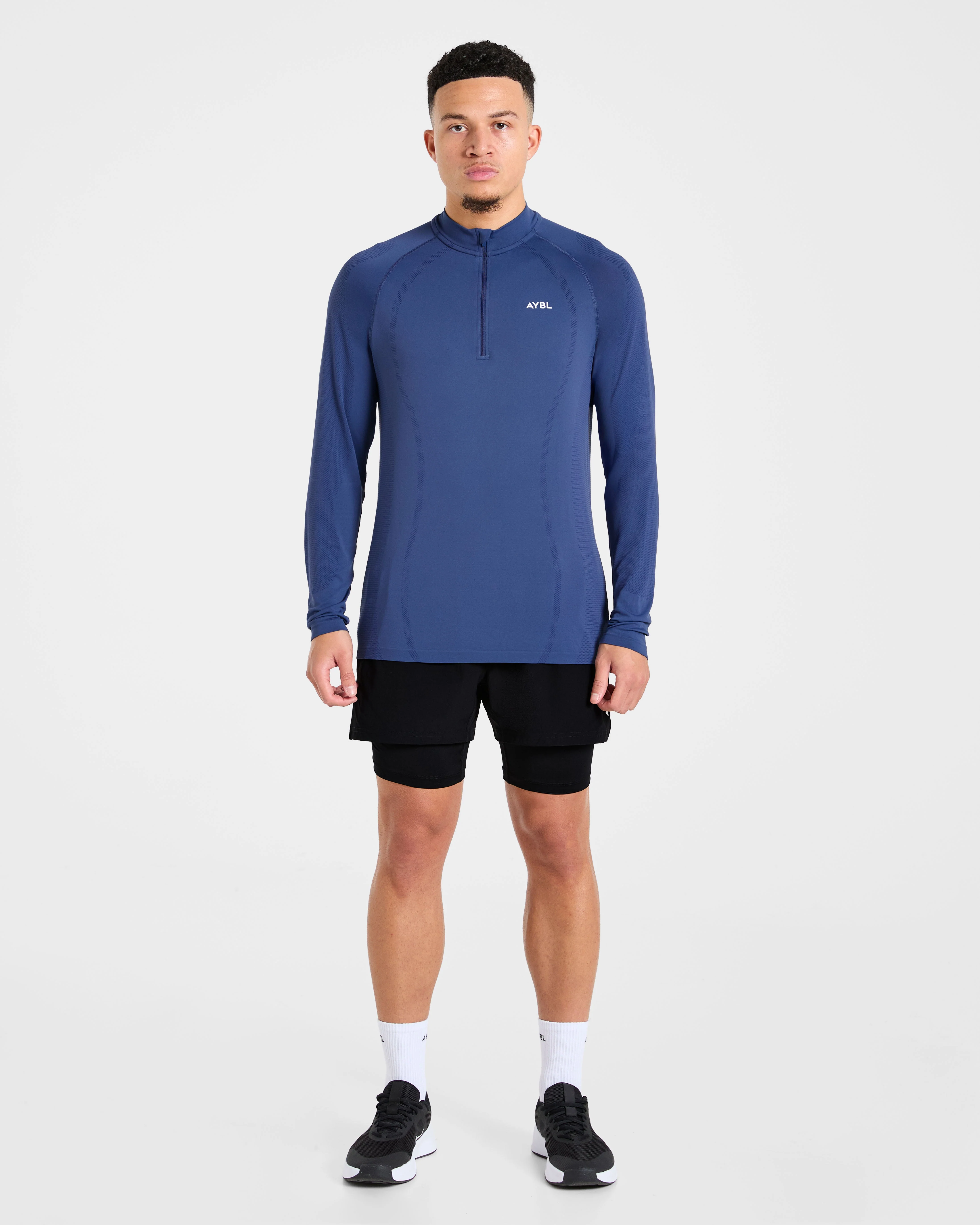 Attain Seamless 1/2 Zip Pullover - Dusky Navy - Image 3