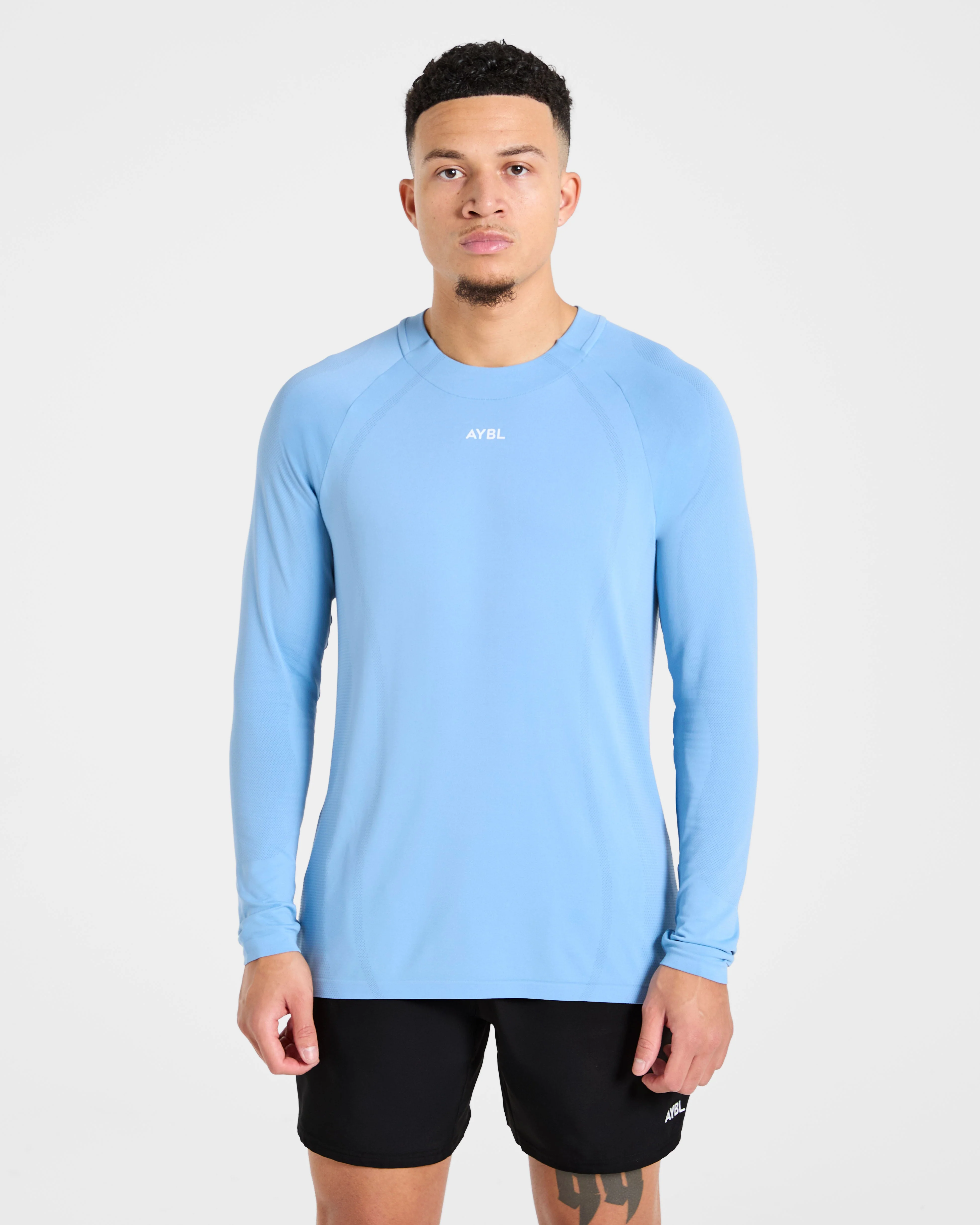 Attain Seamless Long Sleeve T Shirt - Sports Blue
