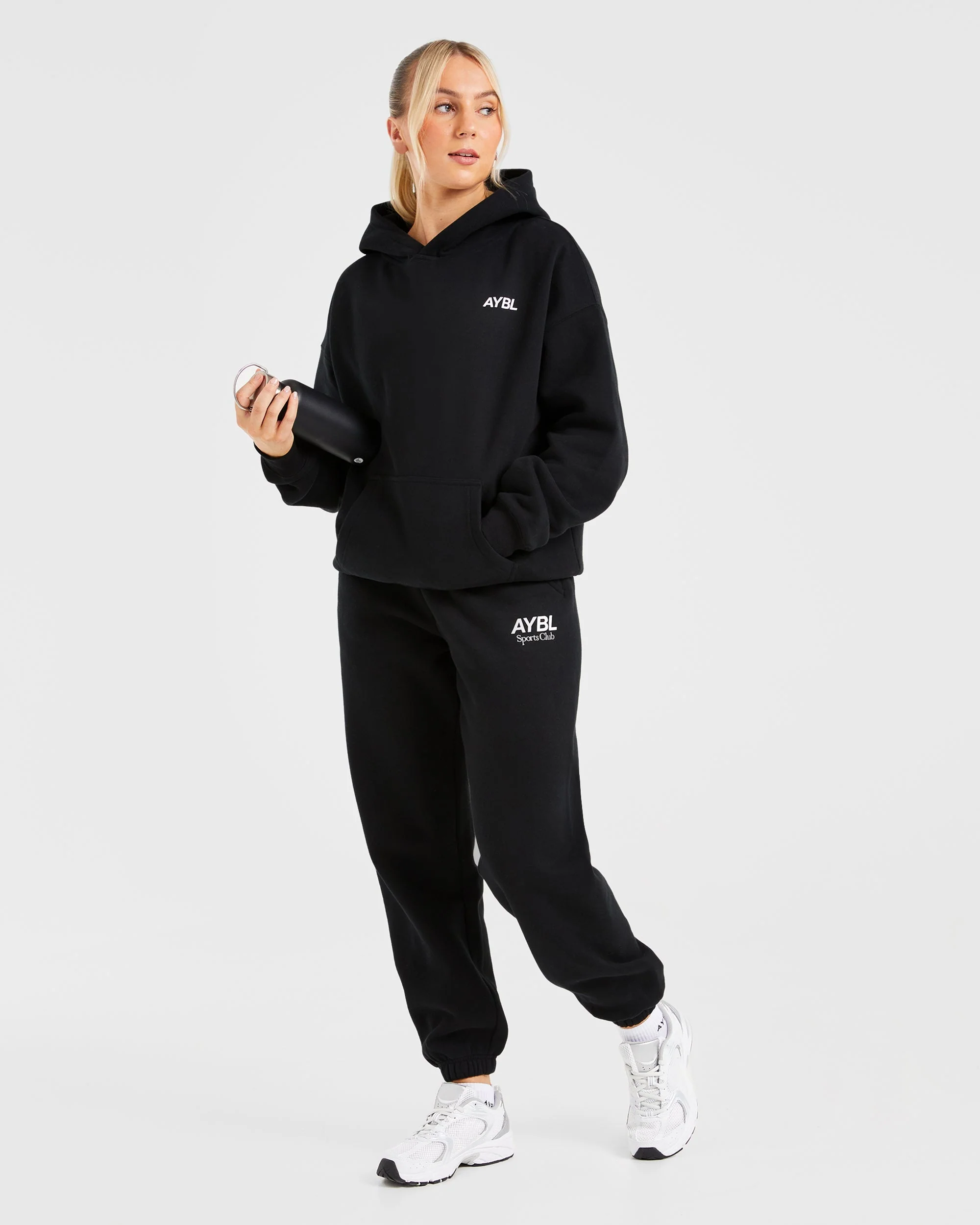 AYBL Sports Club Oversized Hoodie - Black/White - Image 7