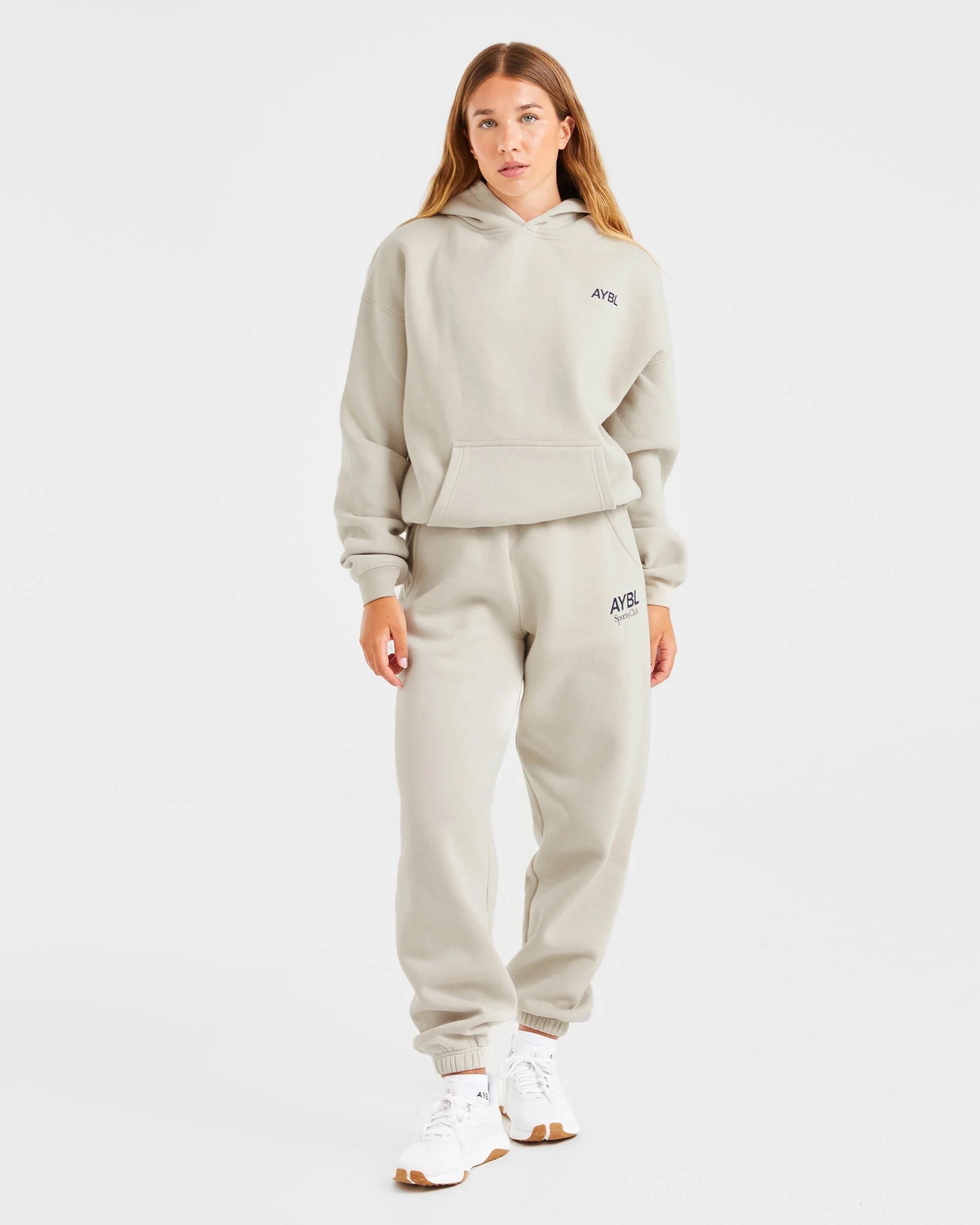 AYBL Sports Club Oversized Hoodie - Sand/Navy - Image 3