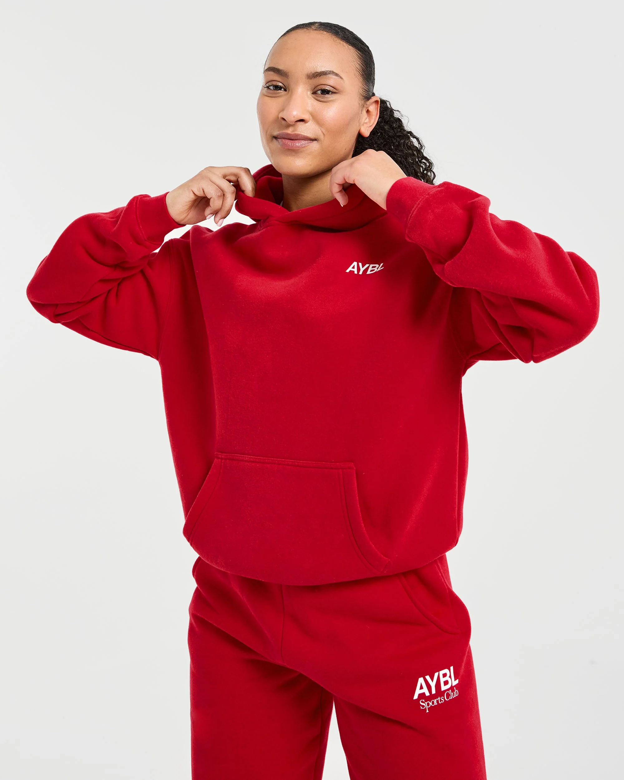 AYBL Sports Club Oversized Hoodie - True Red - Image 8