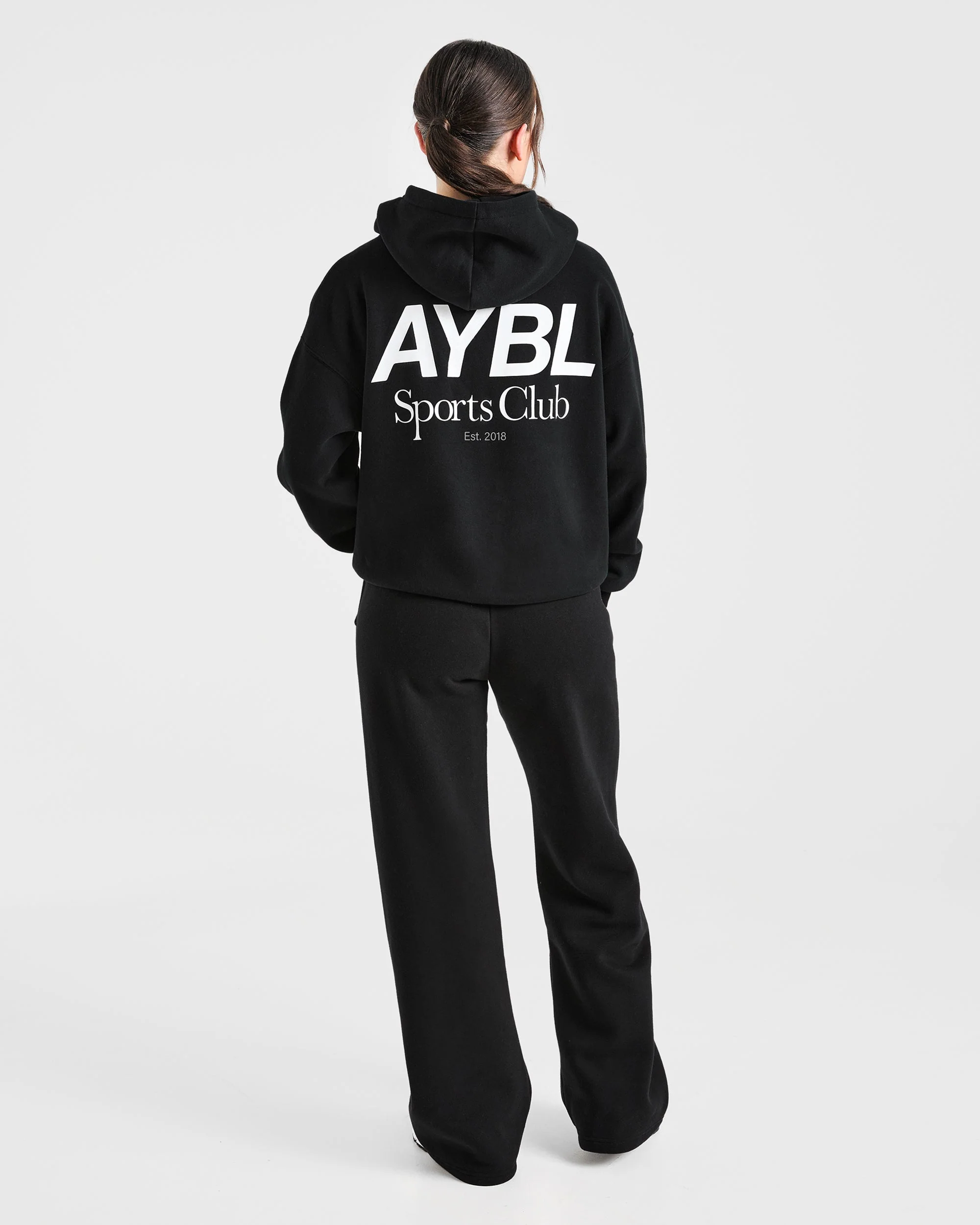 AYBL Sports Club Oversized Straight Leg Joggers - Black/White - Image 4