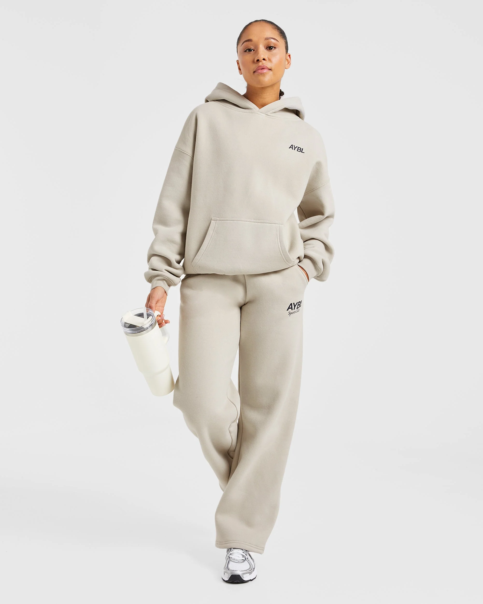 AYBL Sports Club Oversized Straight Leg Joggers - Sand/Navy - Image 7