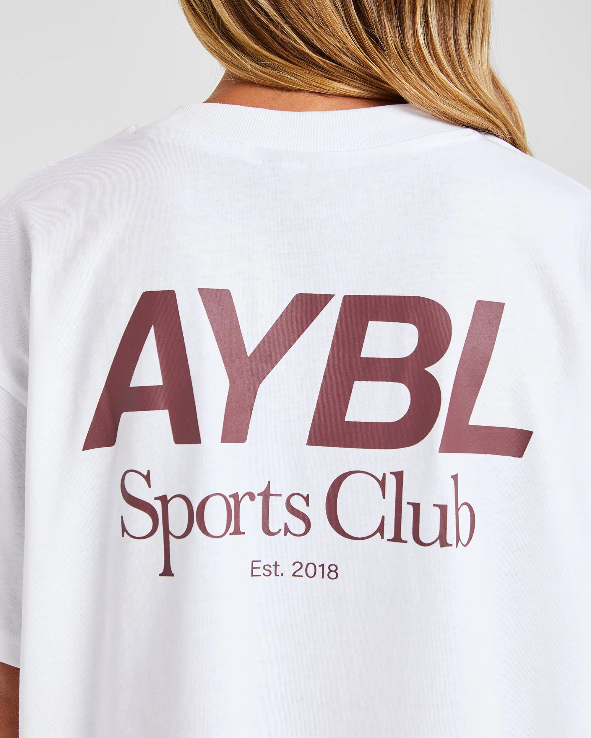 AYBL Sports Club Oversized T Shirt - White/Burgundy - Image 5