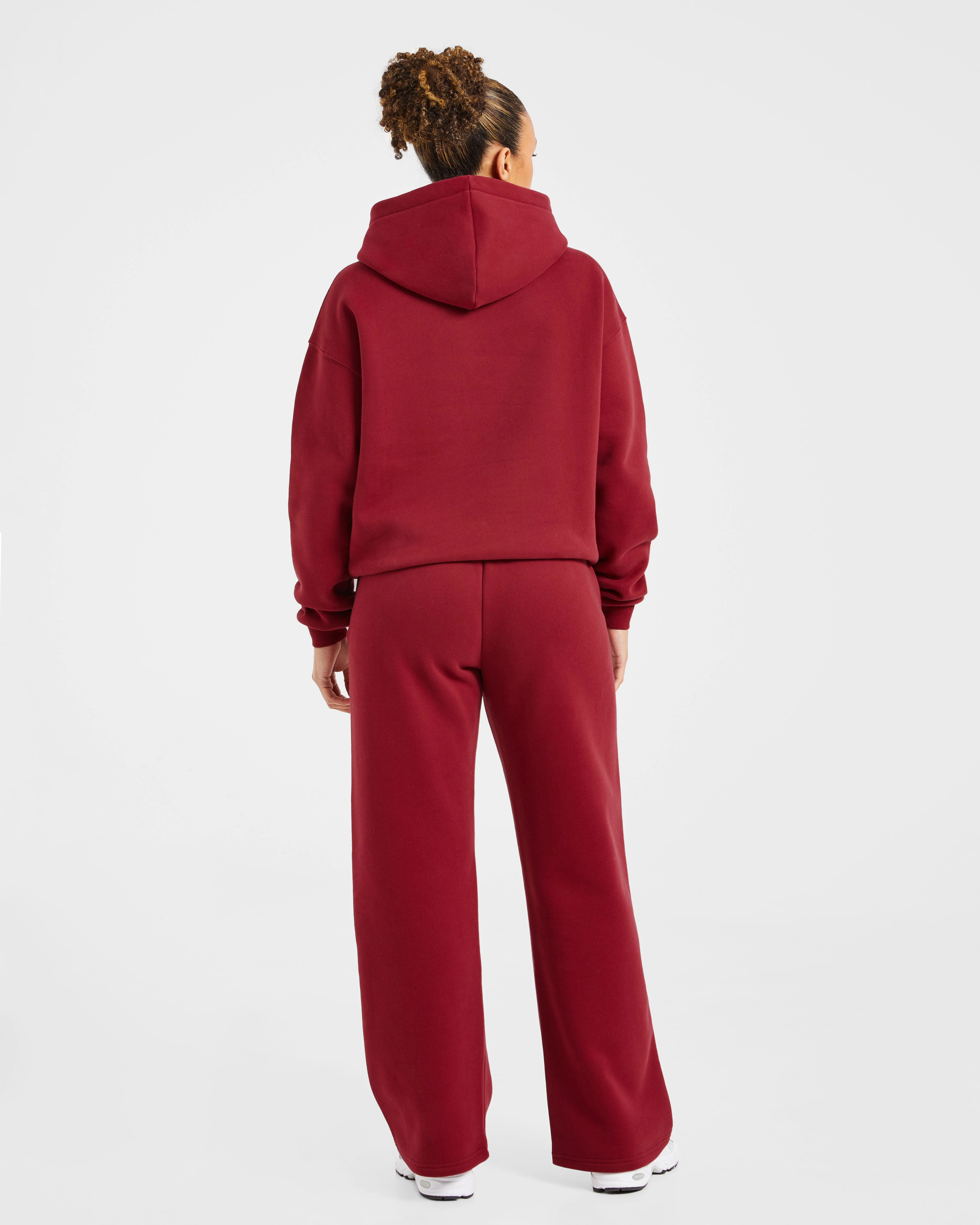 AYBL Sports Outline Oversized Straight Leg Joggers - Burgundy - Image 4