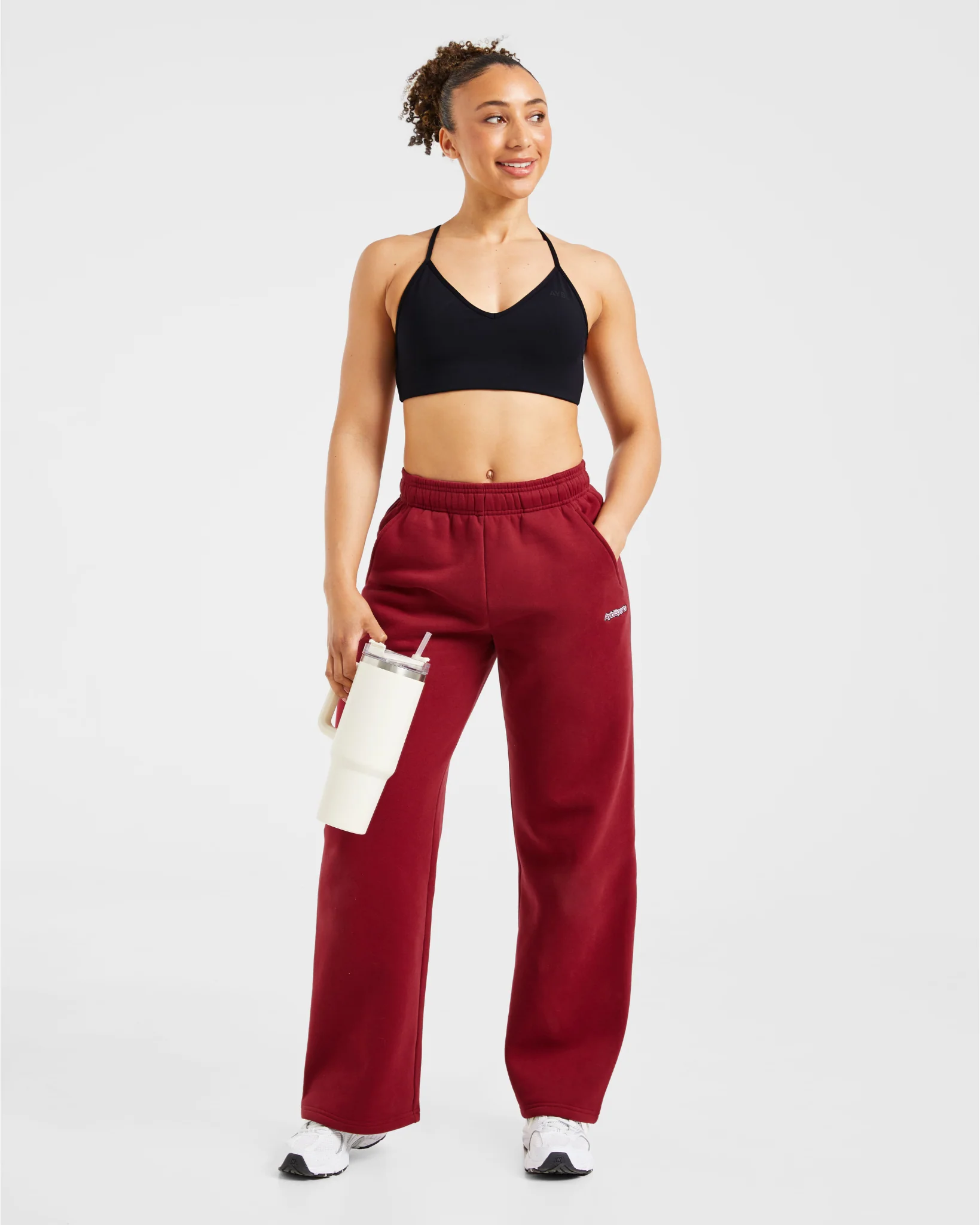 AYBL Sports Outline Oversized Straight Leg Joggers - Burgundy - Image 8