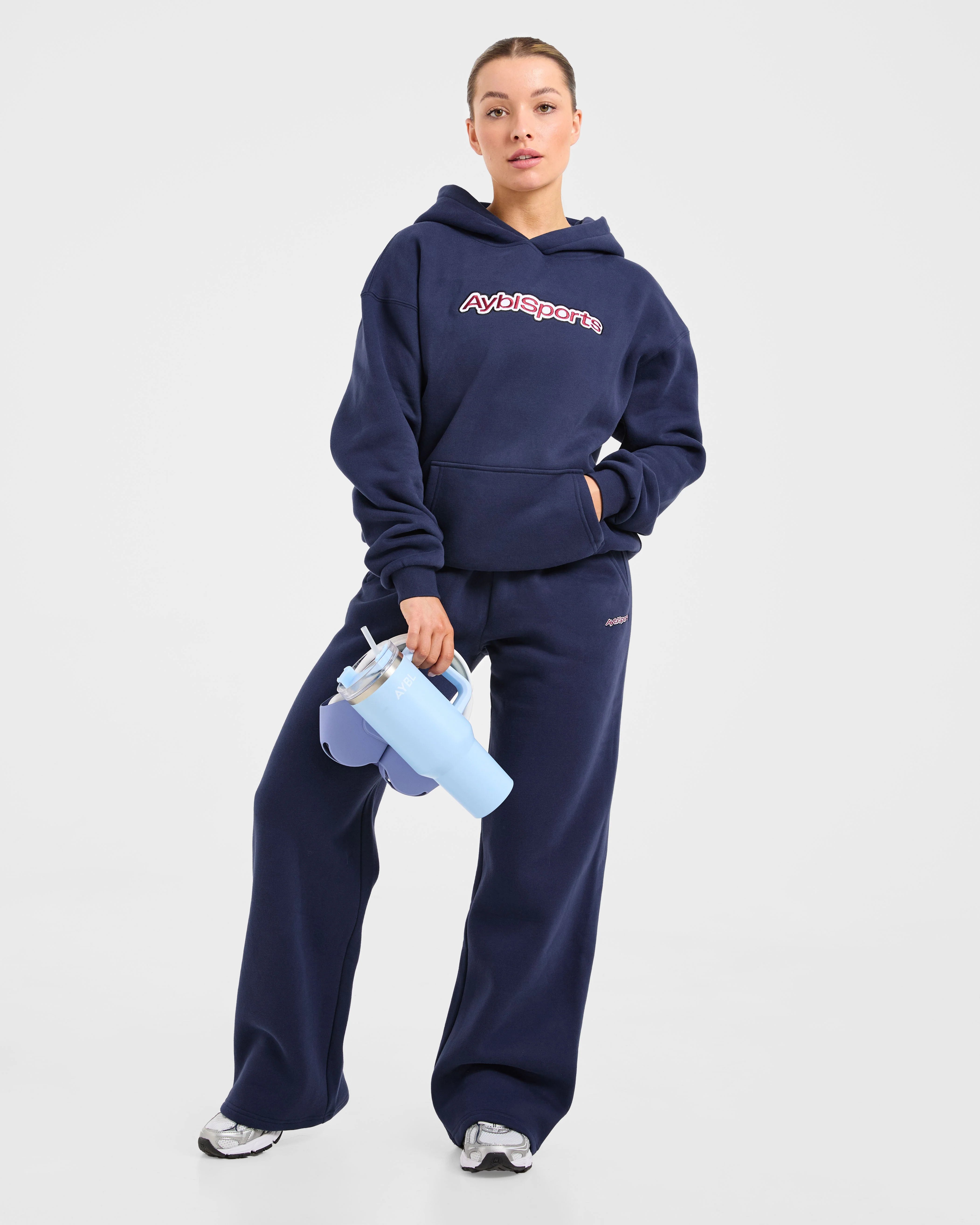 AYBL Sports Outline Oversized Straight Leg Joggers - Navy - Image 8