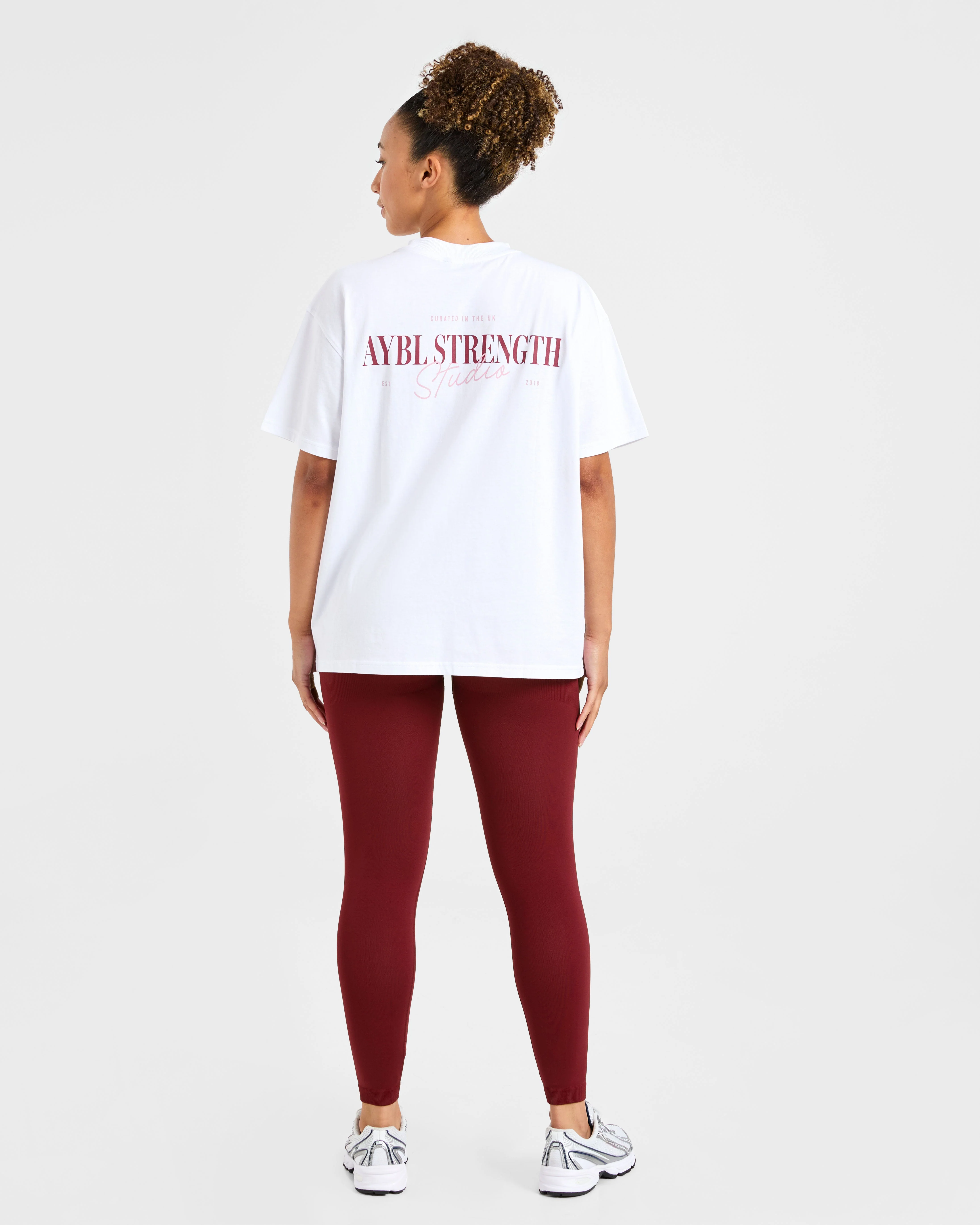 AYBL Strength Studio Oversized T Shirt - White - Image 4