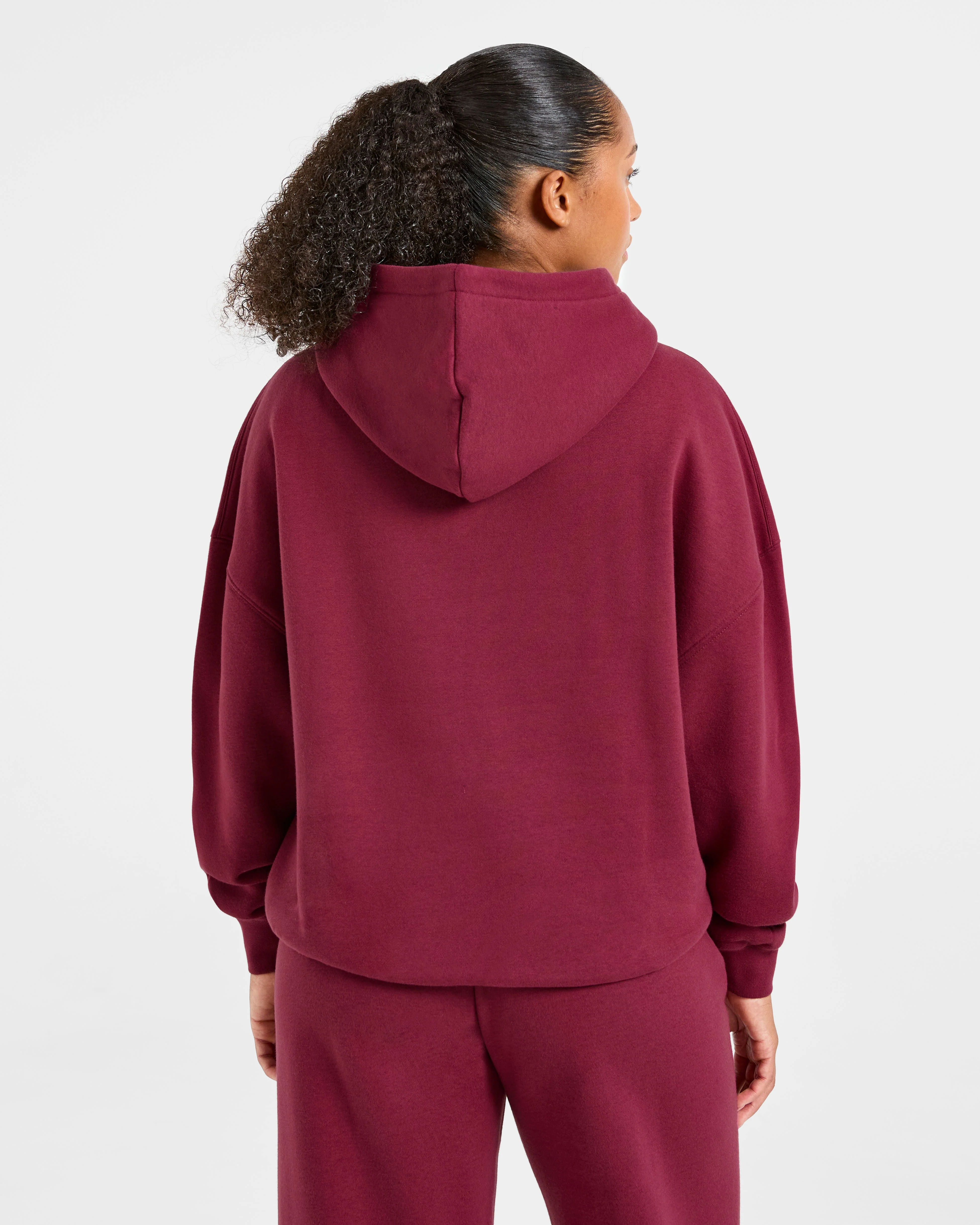 Classic Plush Oversized Hoodie - Muted Raspberry - Image 2