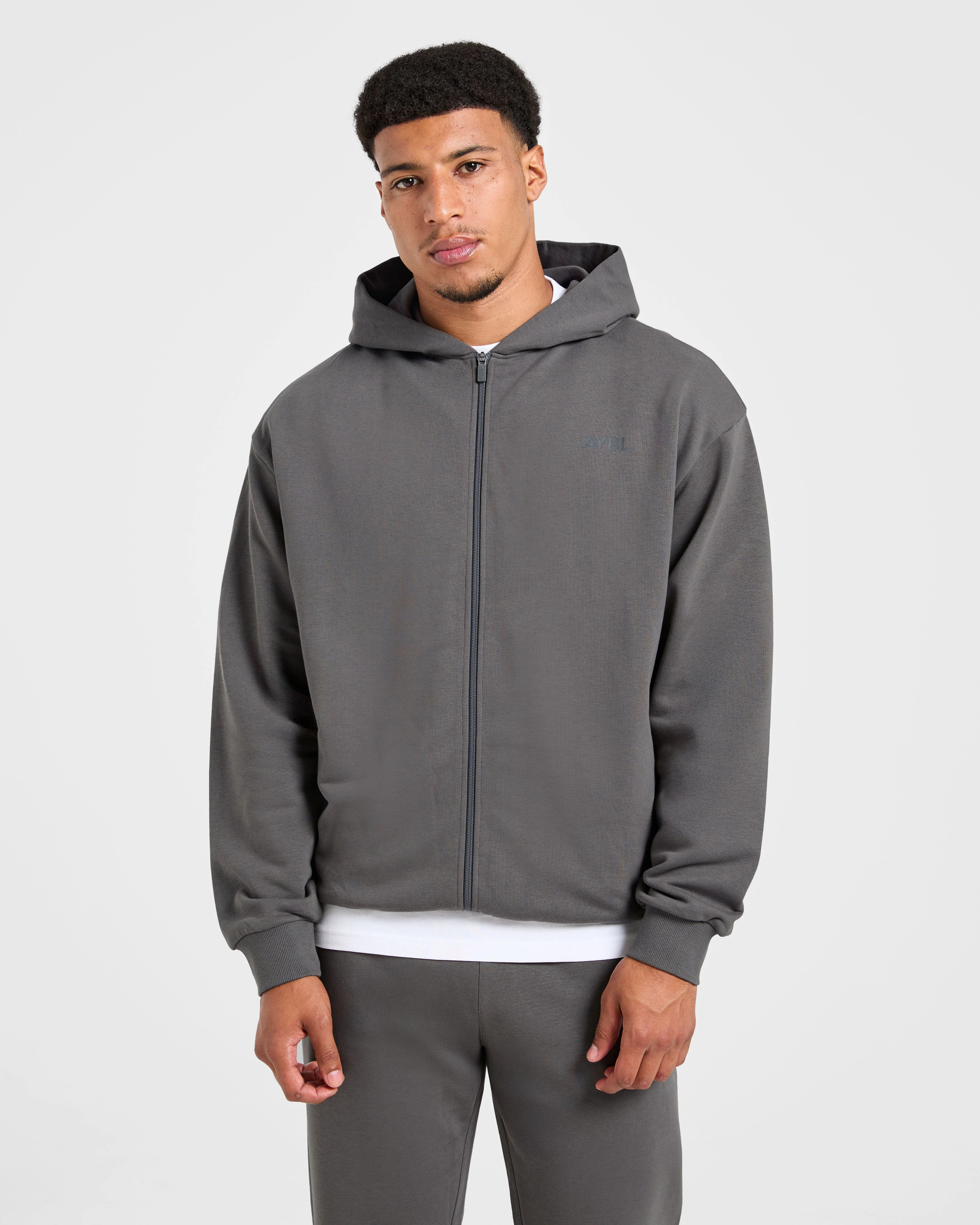 Craft Oversized Zip Up Hoodie - Charcoal