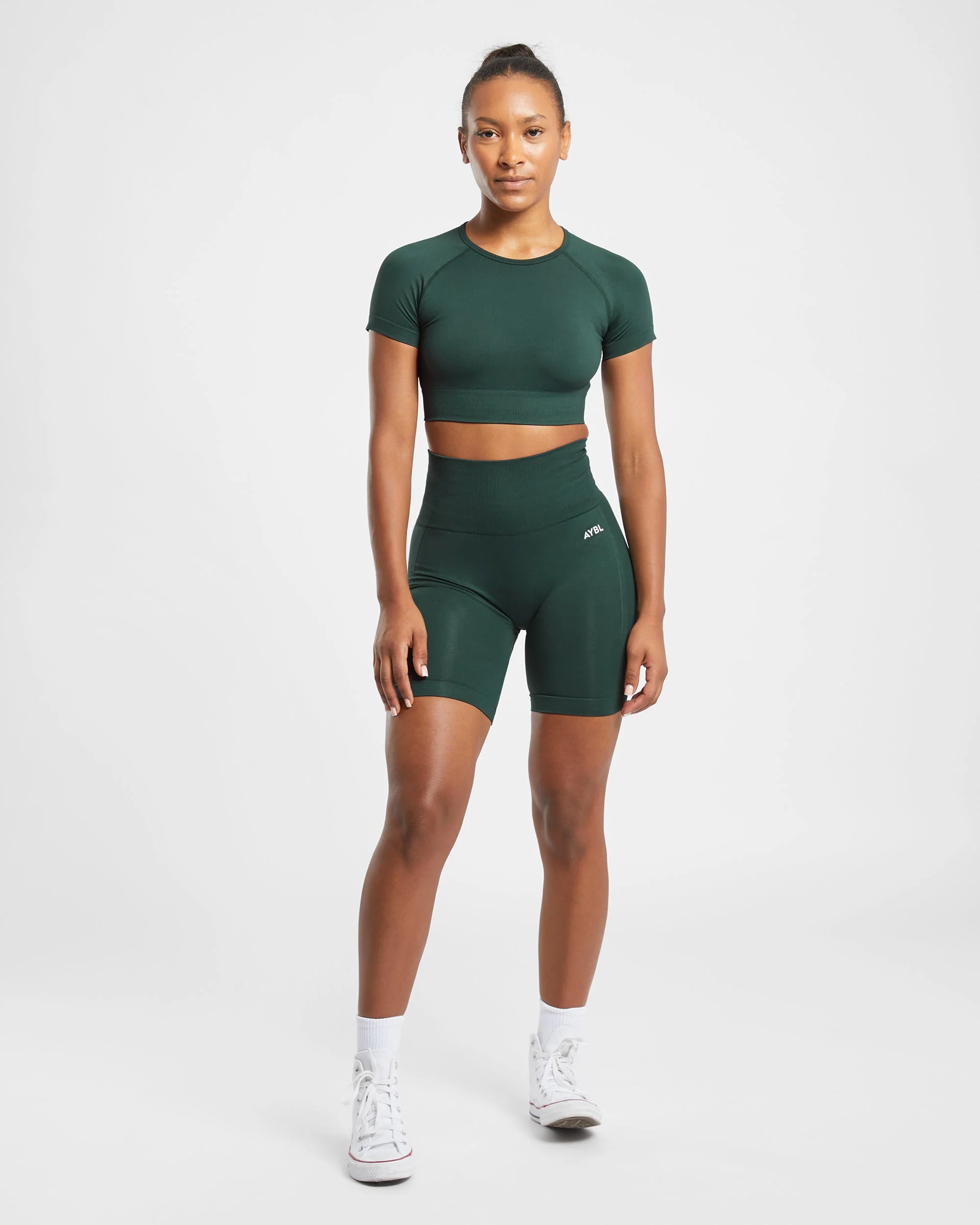 Empower Seamless Crop Top - Dark Green - Image 3