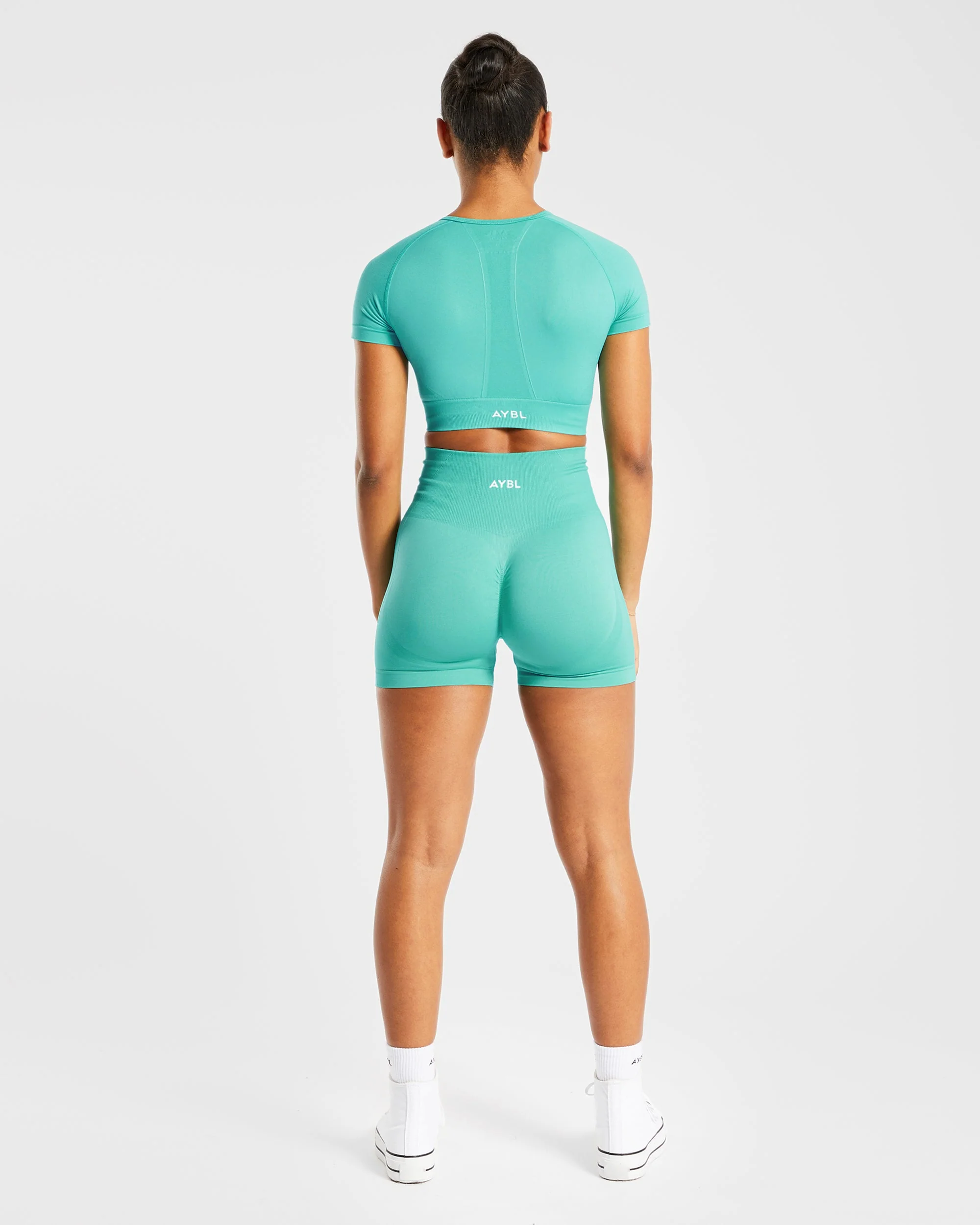 Empower Seamless Crop Top - Jade Green - Image 4