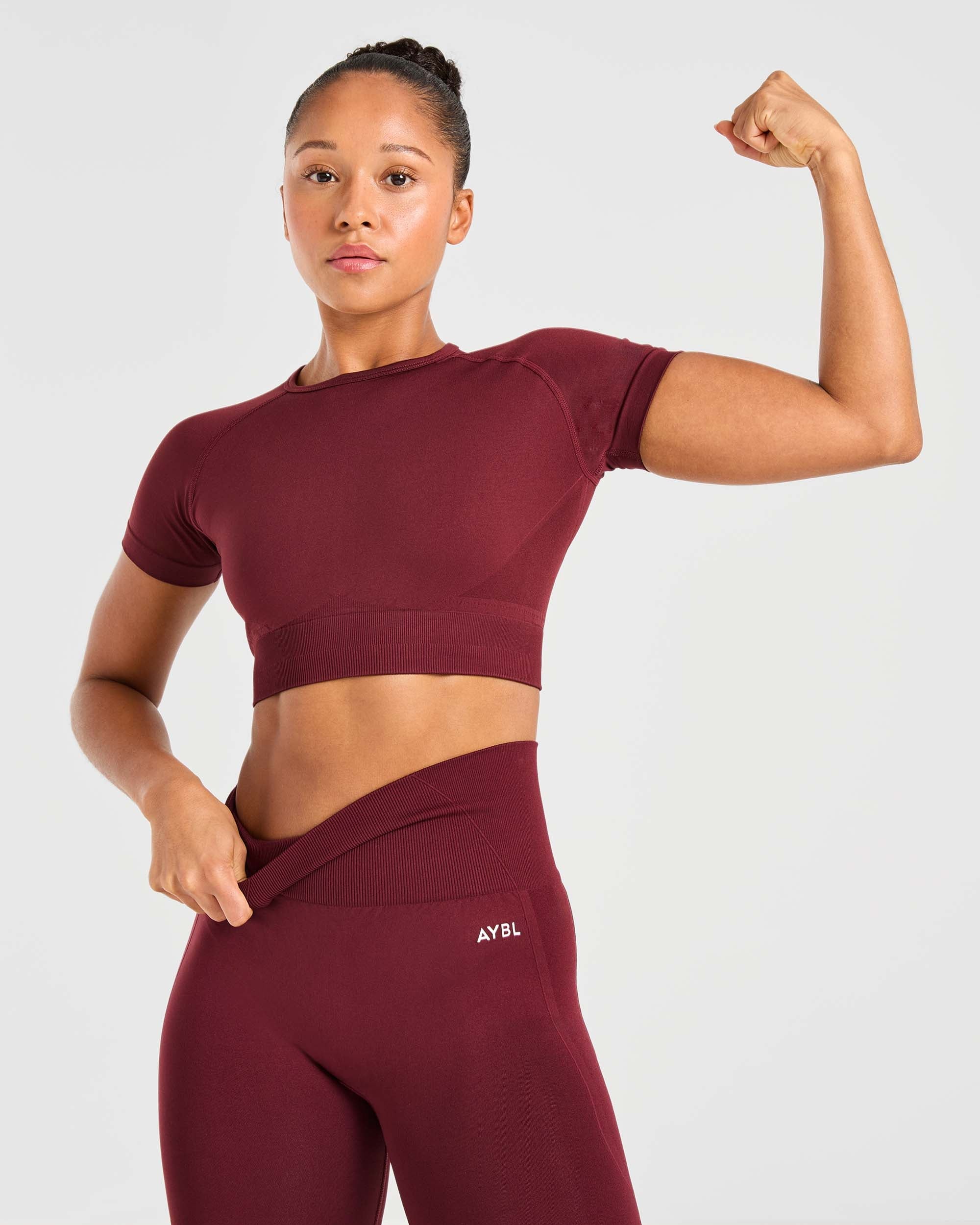 Empower Seamless Crop Top - Red Wine - Image 7
