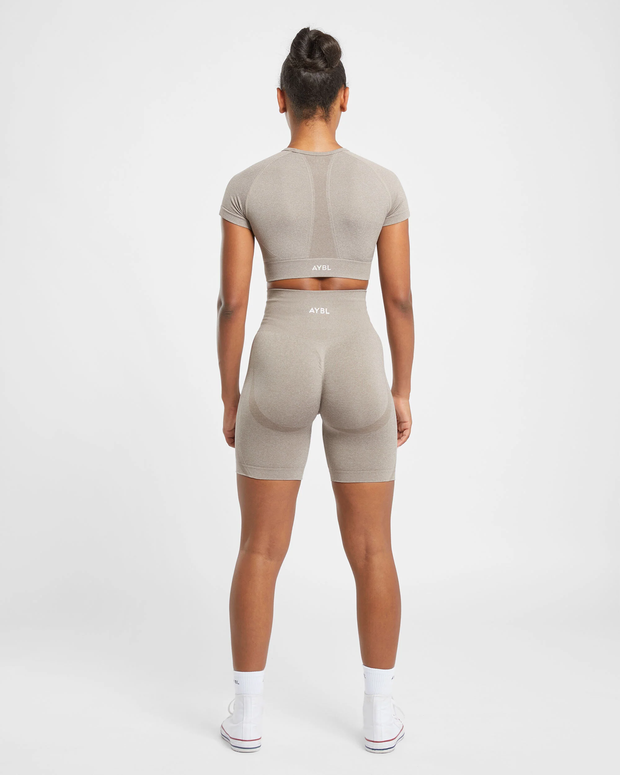 Empower Seamless Cycling Shorts - Taupe Marl - Image 3