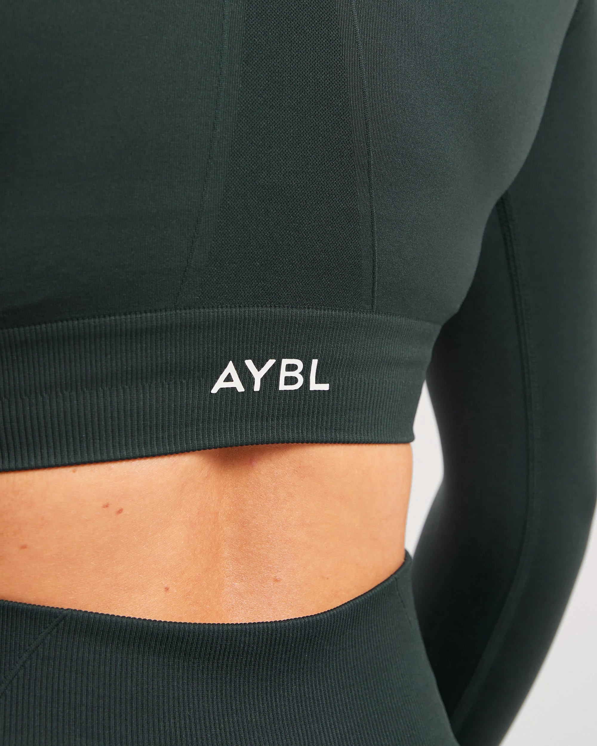 Empower Seamless Long Sleeve Crop Top - Dark Green - Image 6