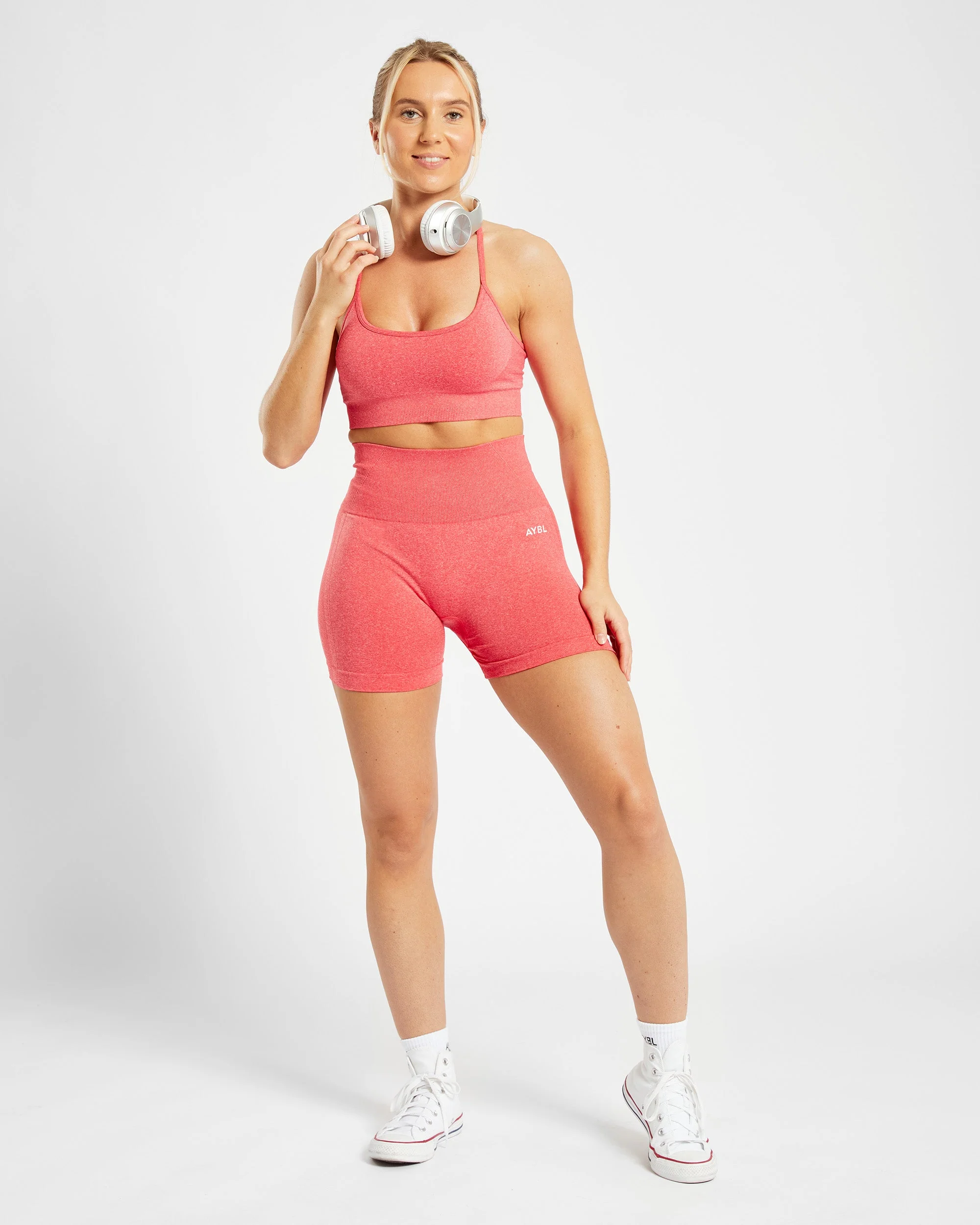Empower Seamless Shorts - Coral Red Marl - Image 8