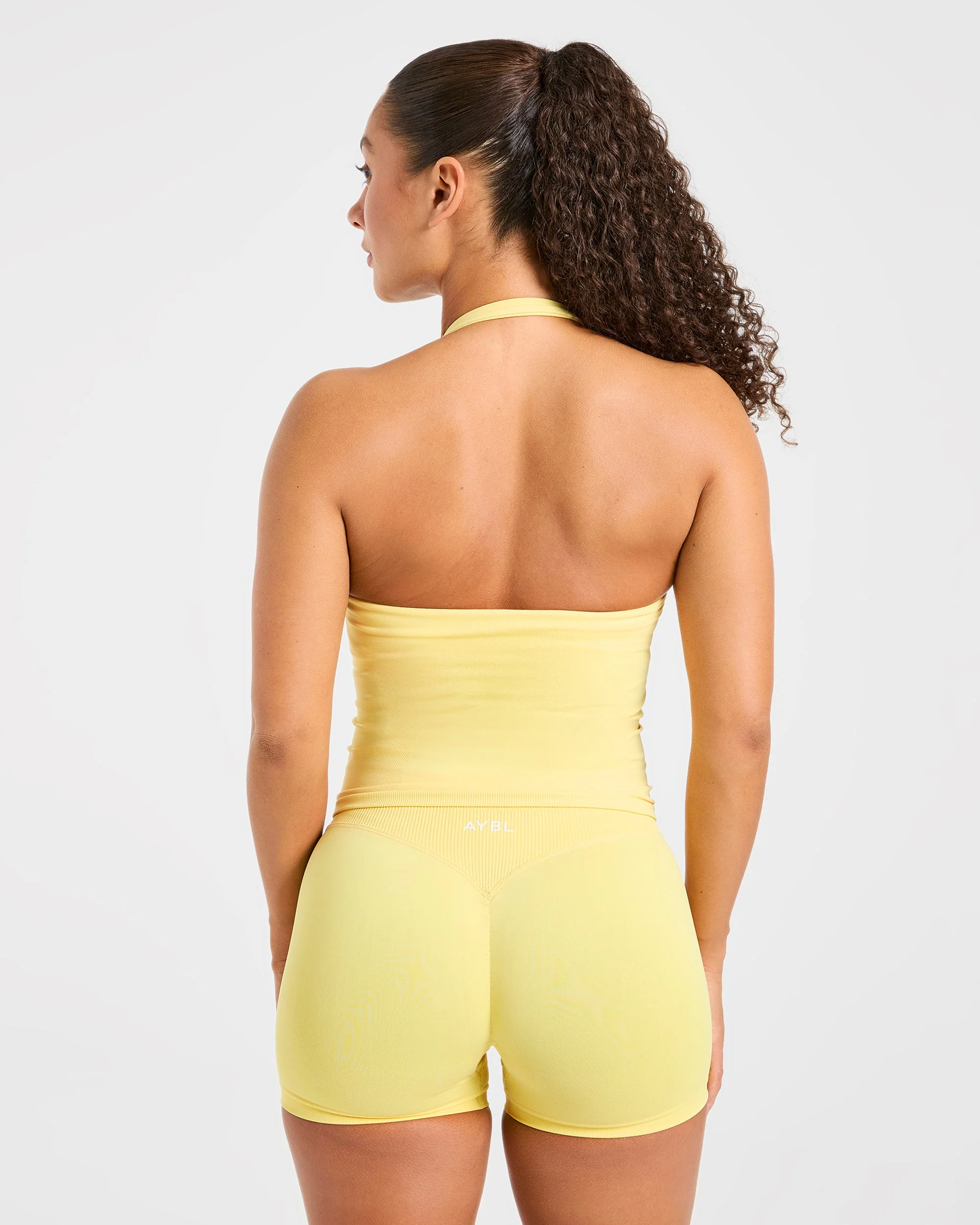 Enhance Seamless Halterneck Top - Bright Yellow - Image 2