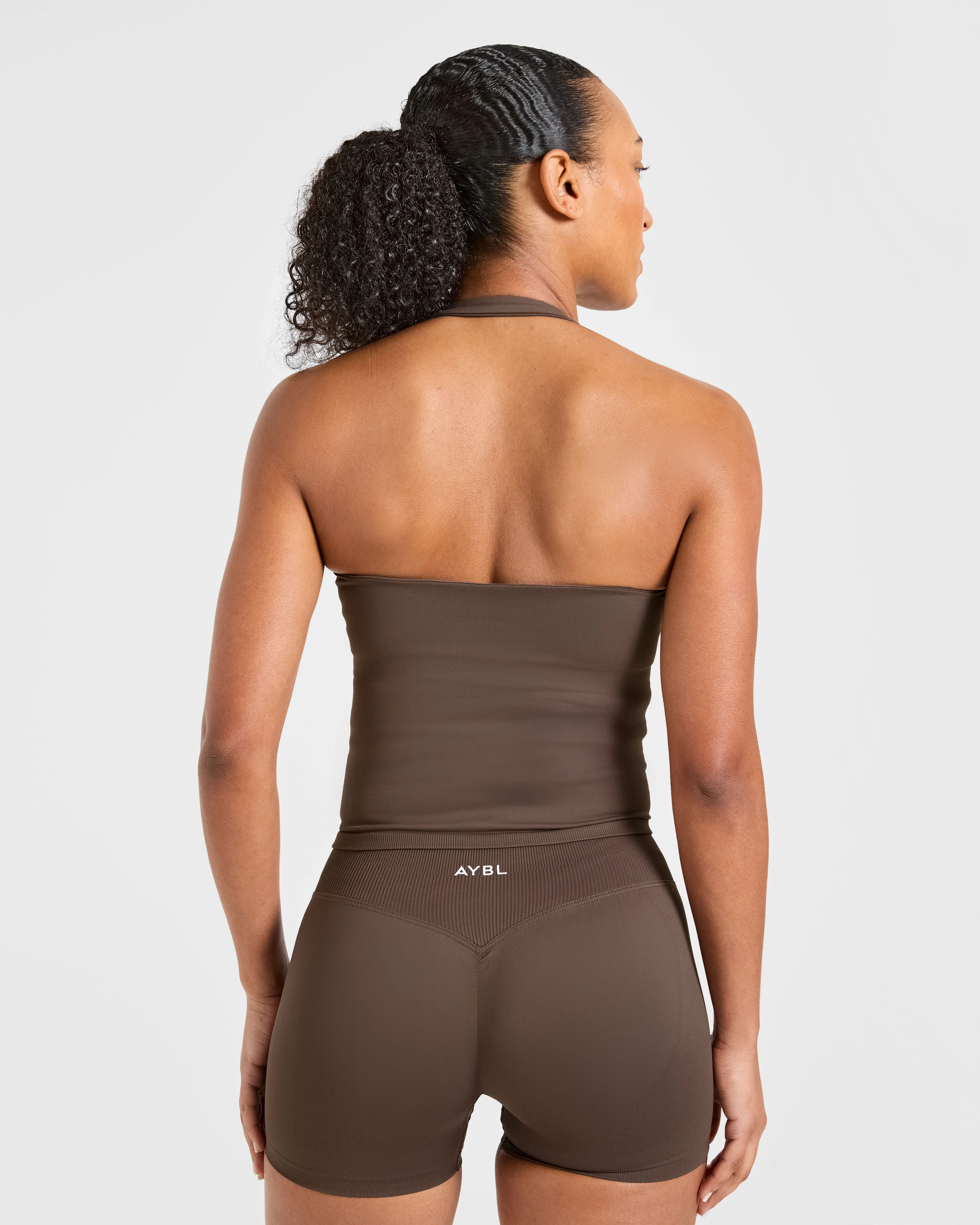 Enhance Seamless Halterneck Top - Brown - Image 2