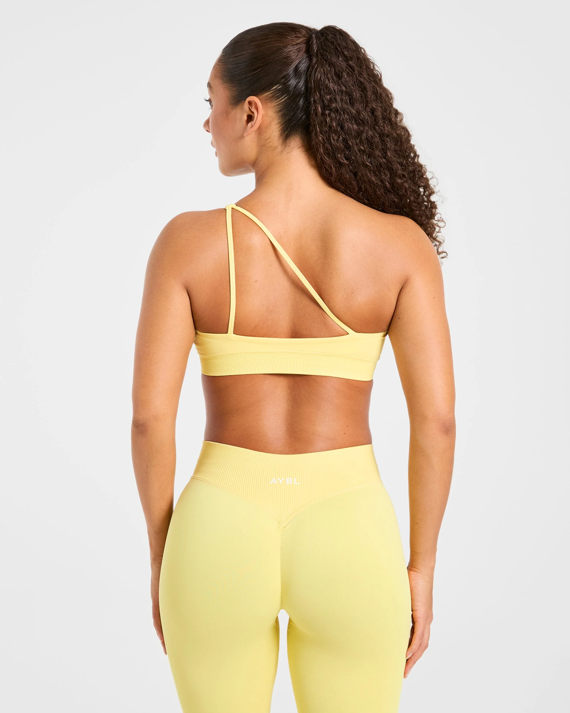 Enhance Seamless One Shoulder Sports Bra - Bright Yellow - Image 2