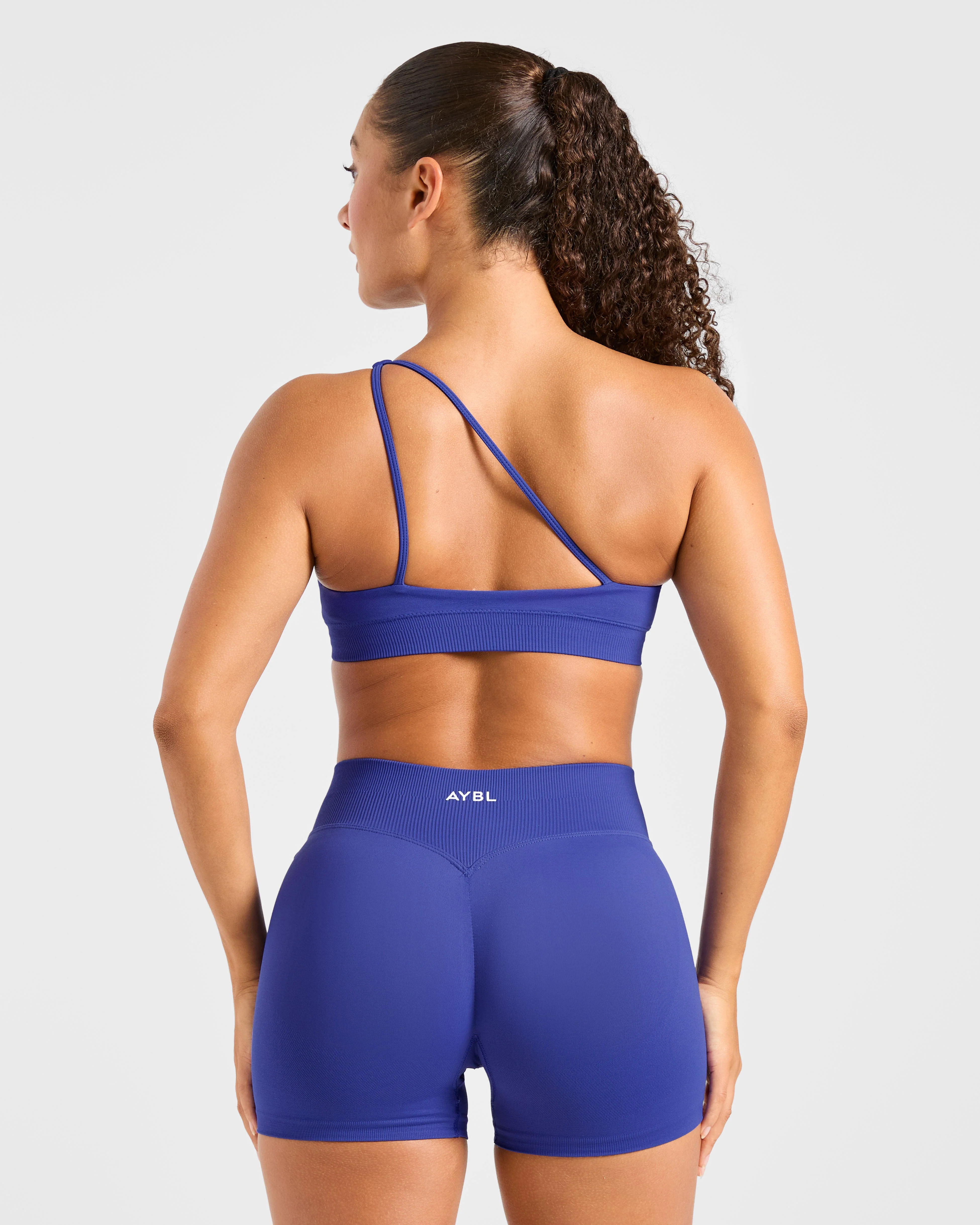 Enhance Seamless One Shoulder Sports Bra - Cobalt Blue - Image 2
