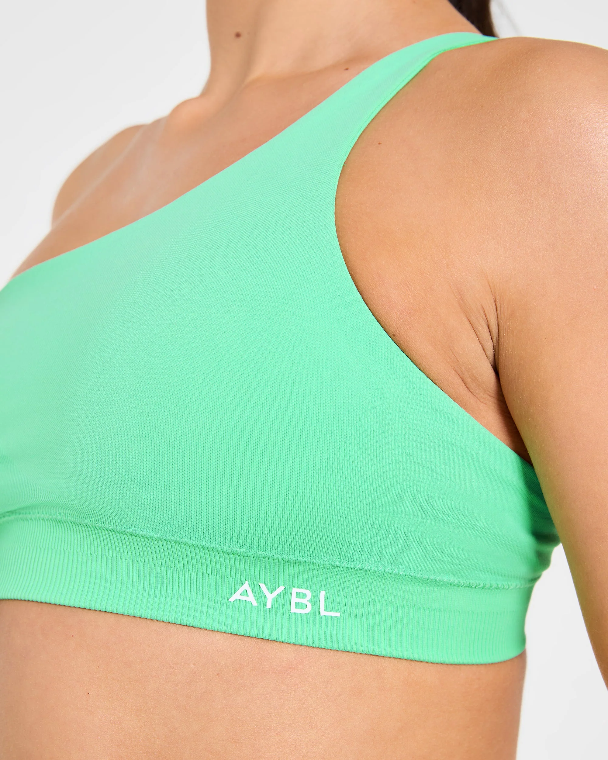 Enhance Seamless One Shoulder Sports Bra - Mint Green - Image 5