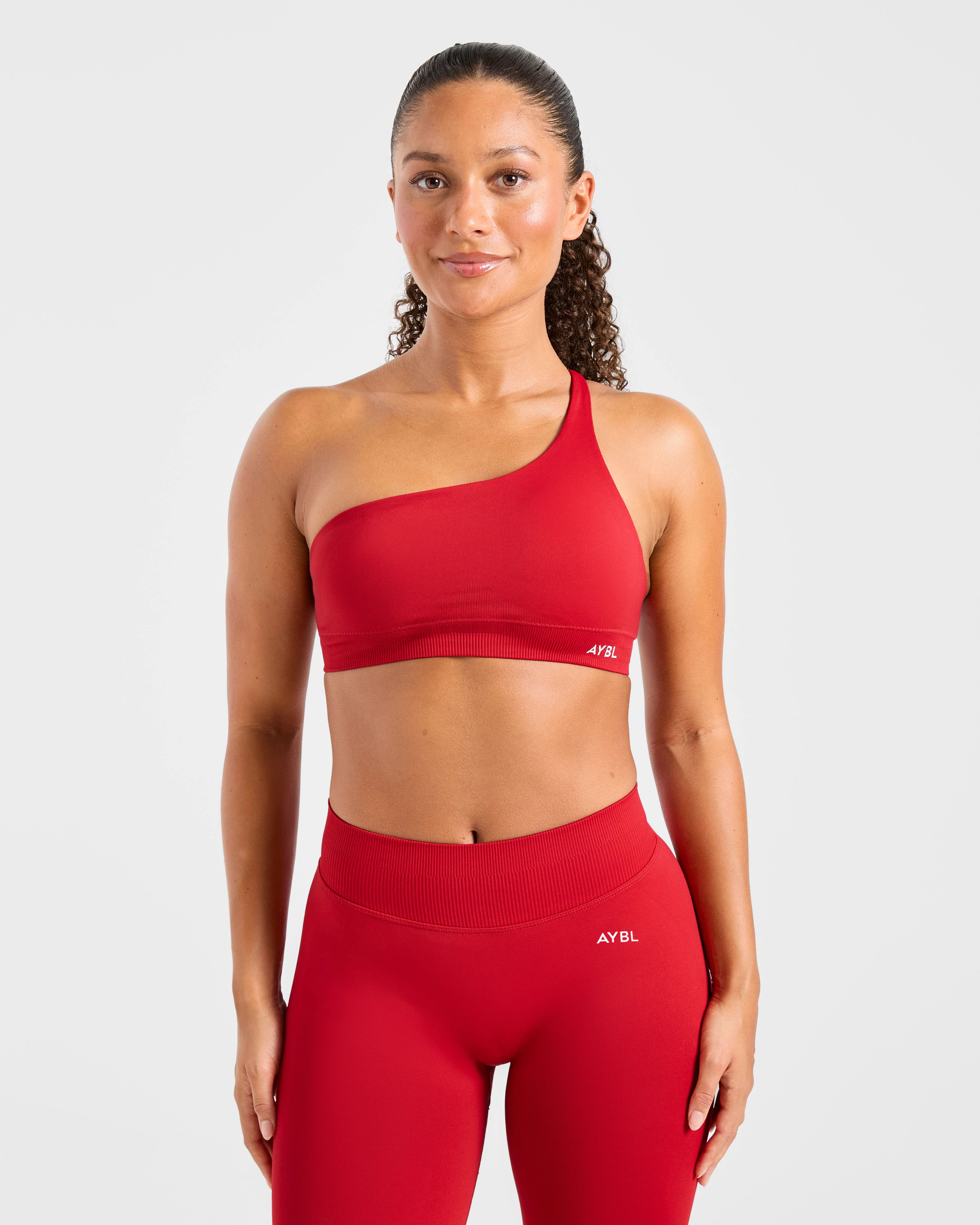 Enhance Seamless One Shoulder Sports Bra - Red