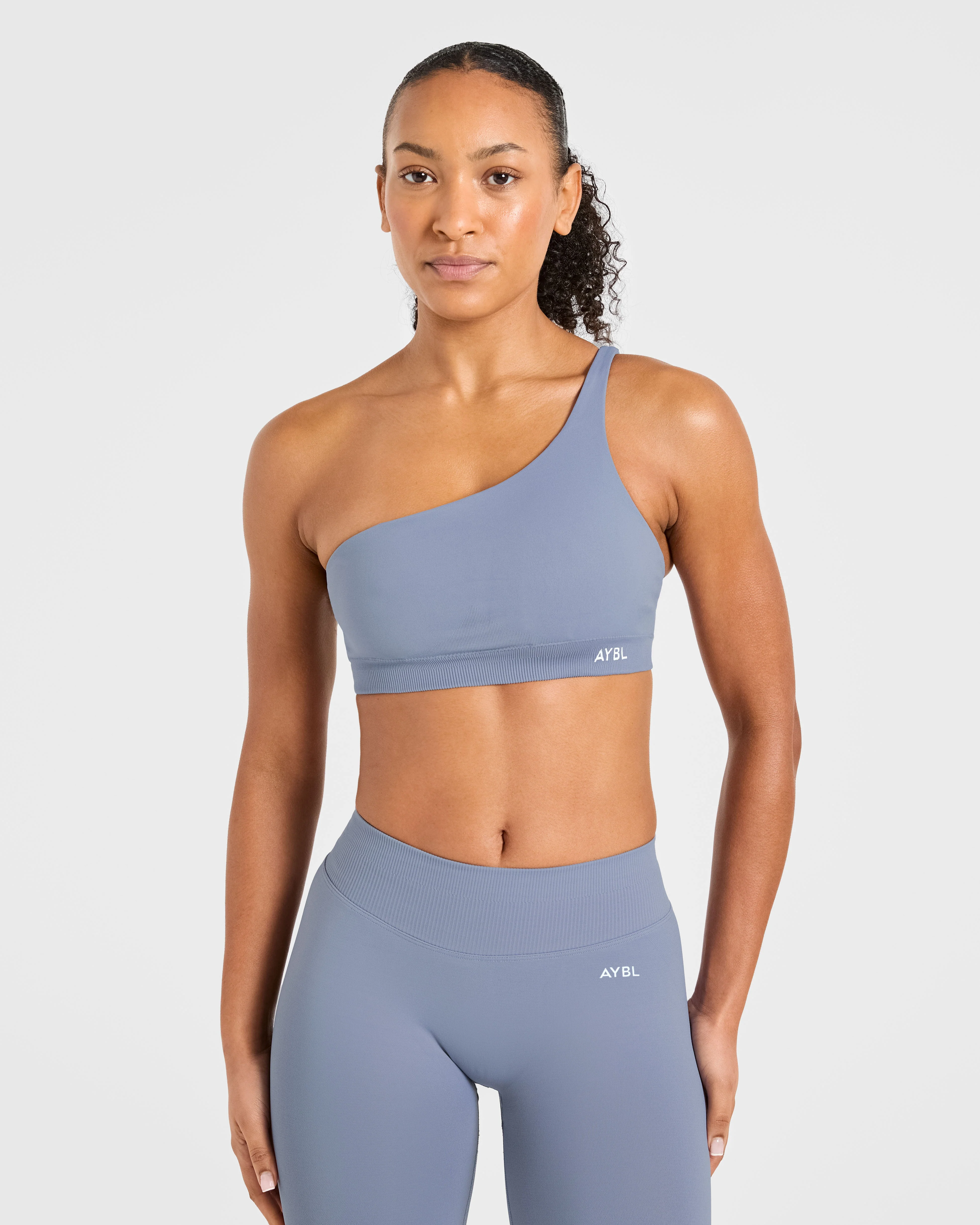 Enhance Seamless One Shoulder Sports Bra - Slate Blue