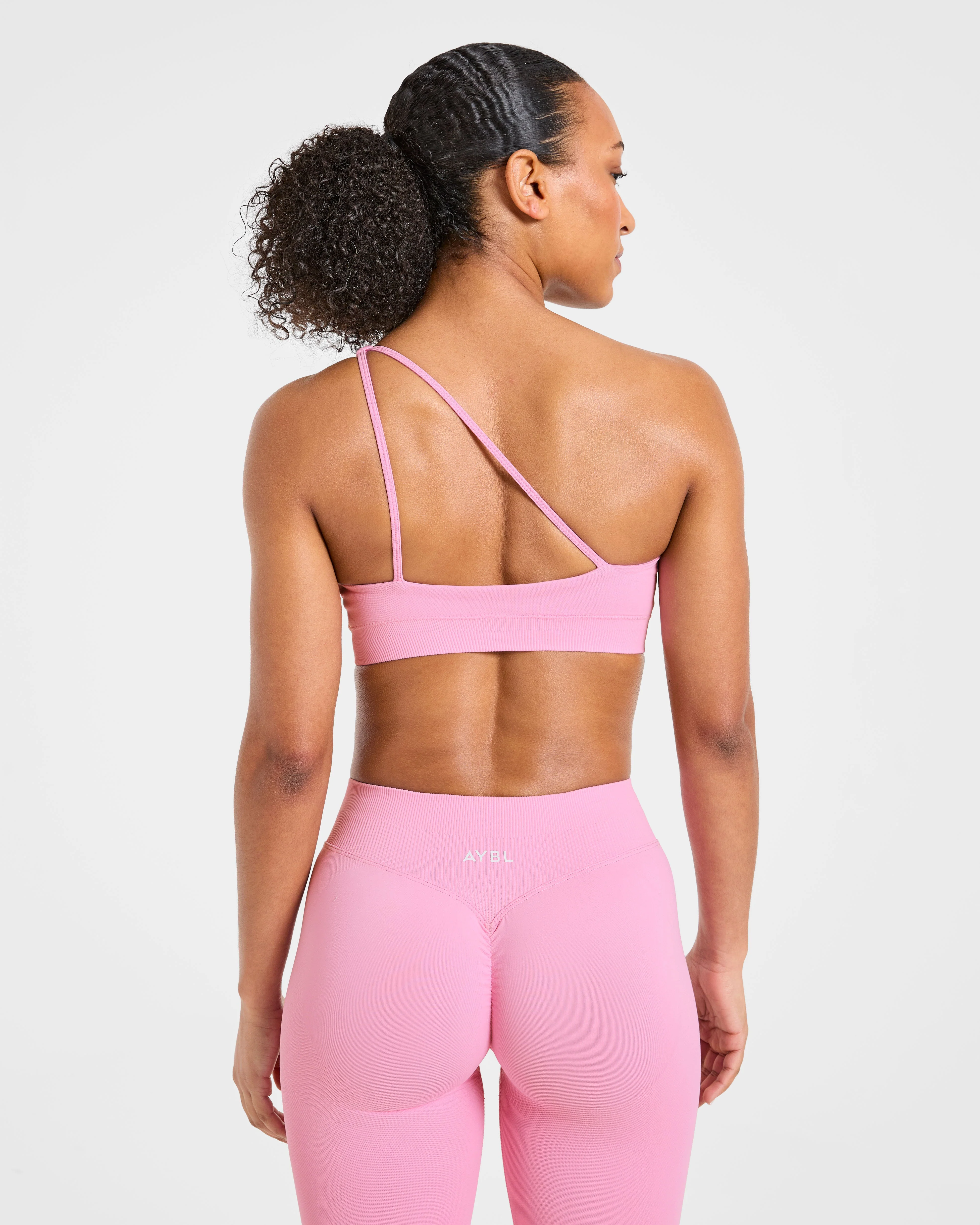 Enhance Seamless One Shoulder Sports Bra - Sugar Pink - Image 2