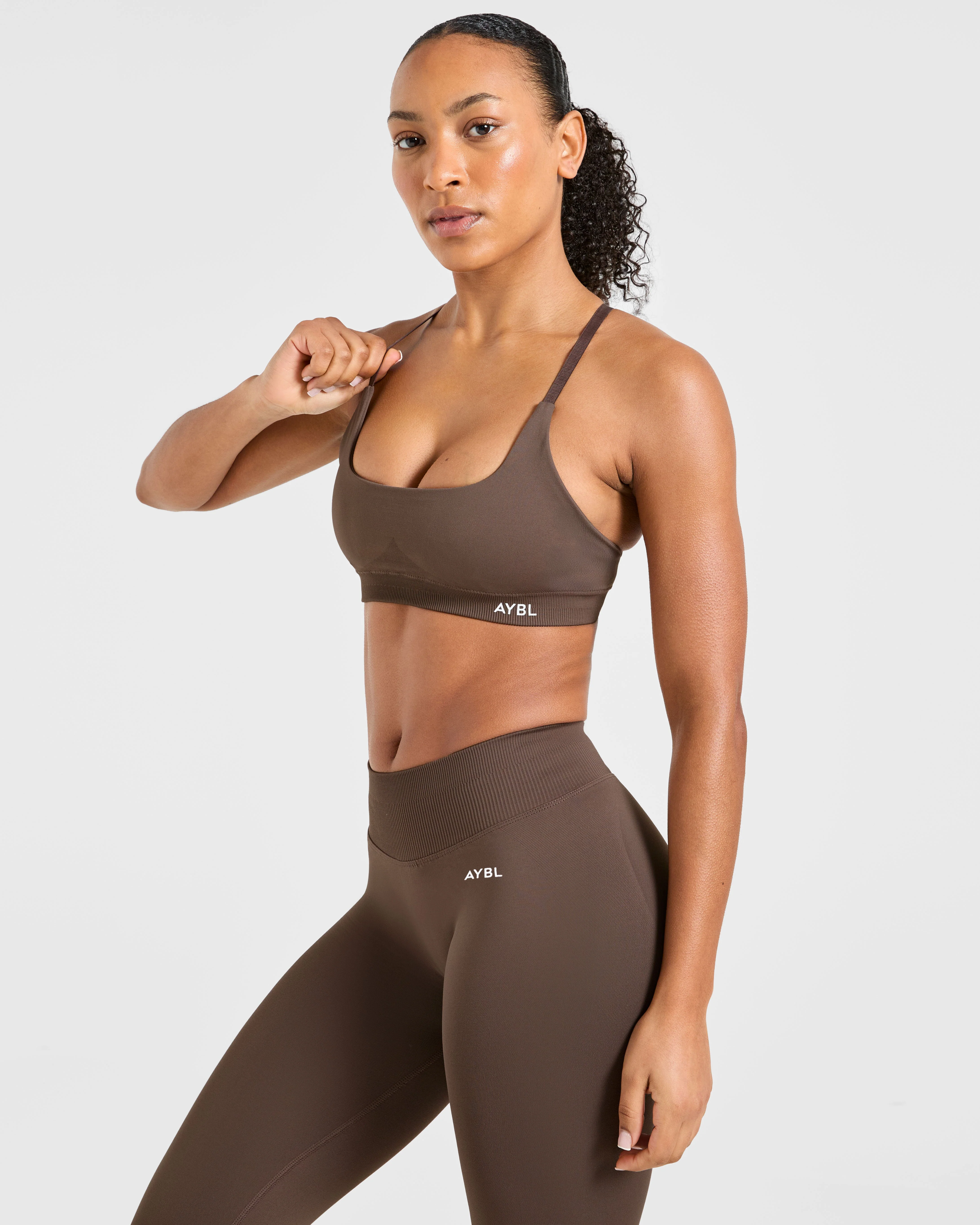 Enhance Seamless Sports Bra - Brown - Image 8