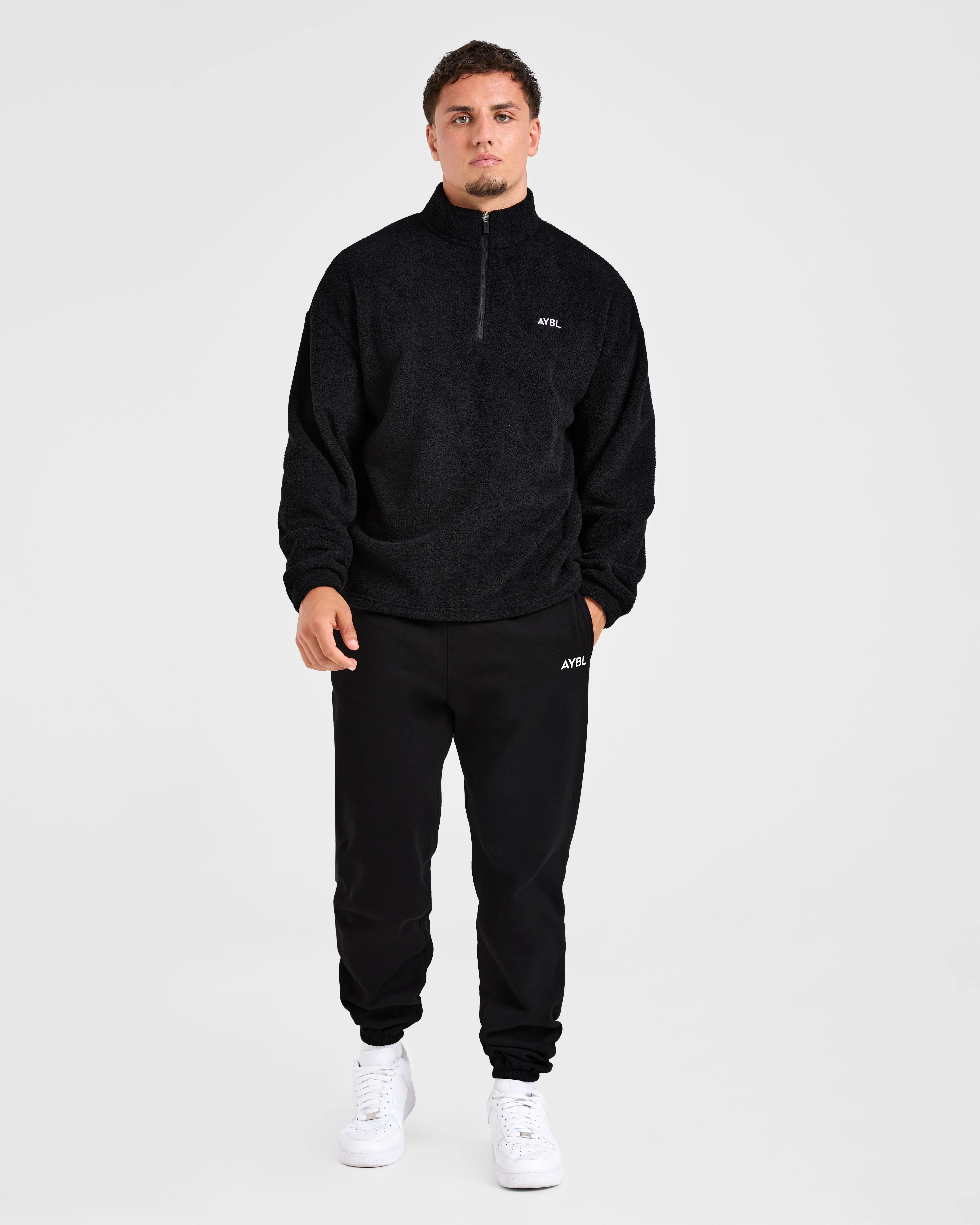 Essential 1/4 Zip Fleece - Black - Image 3