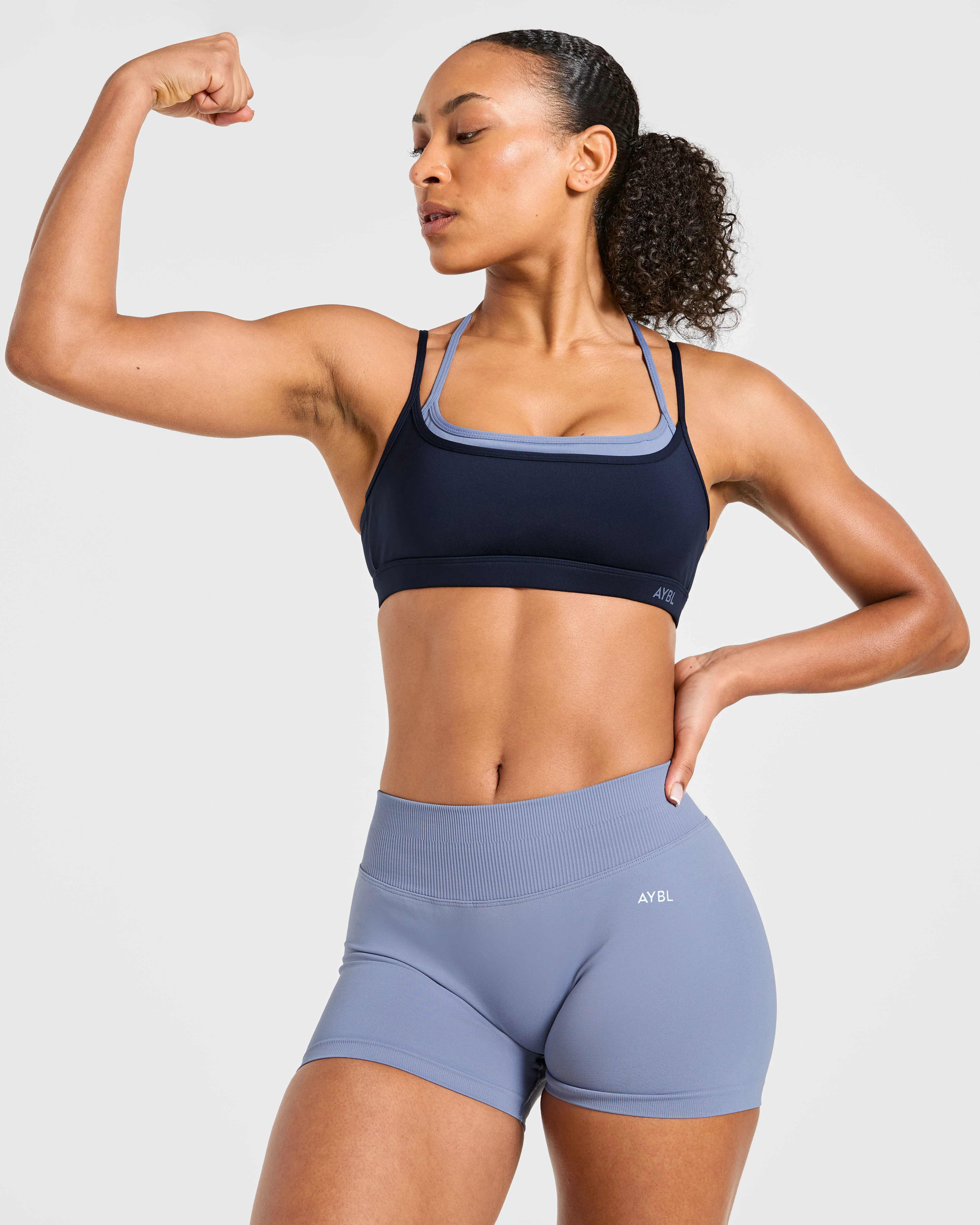 Essential Double Layer Sports Bra - Navy - Image 8