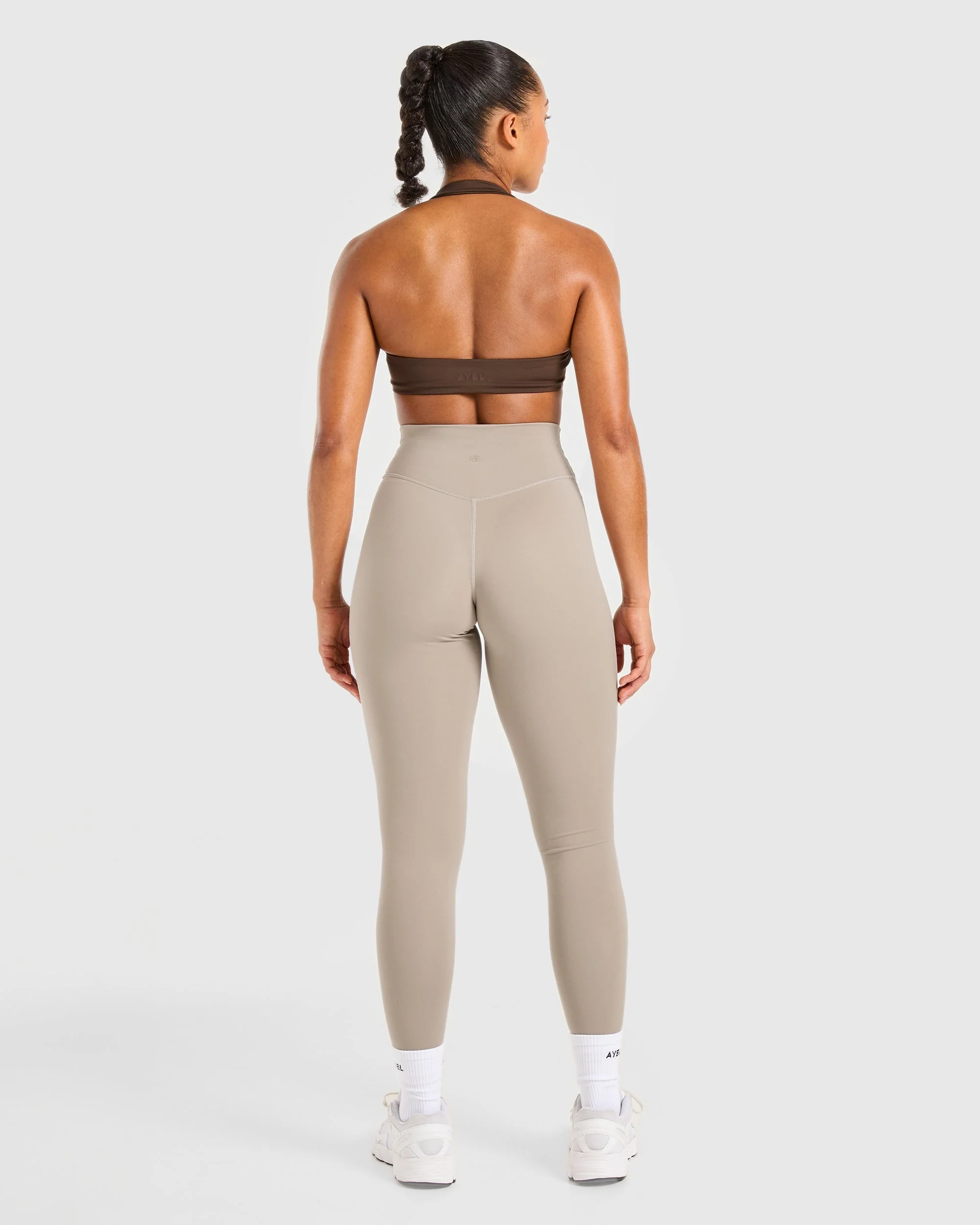 Essential Halterneck Sports Bra - Deep Cocoa Brown - Image 4