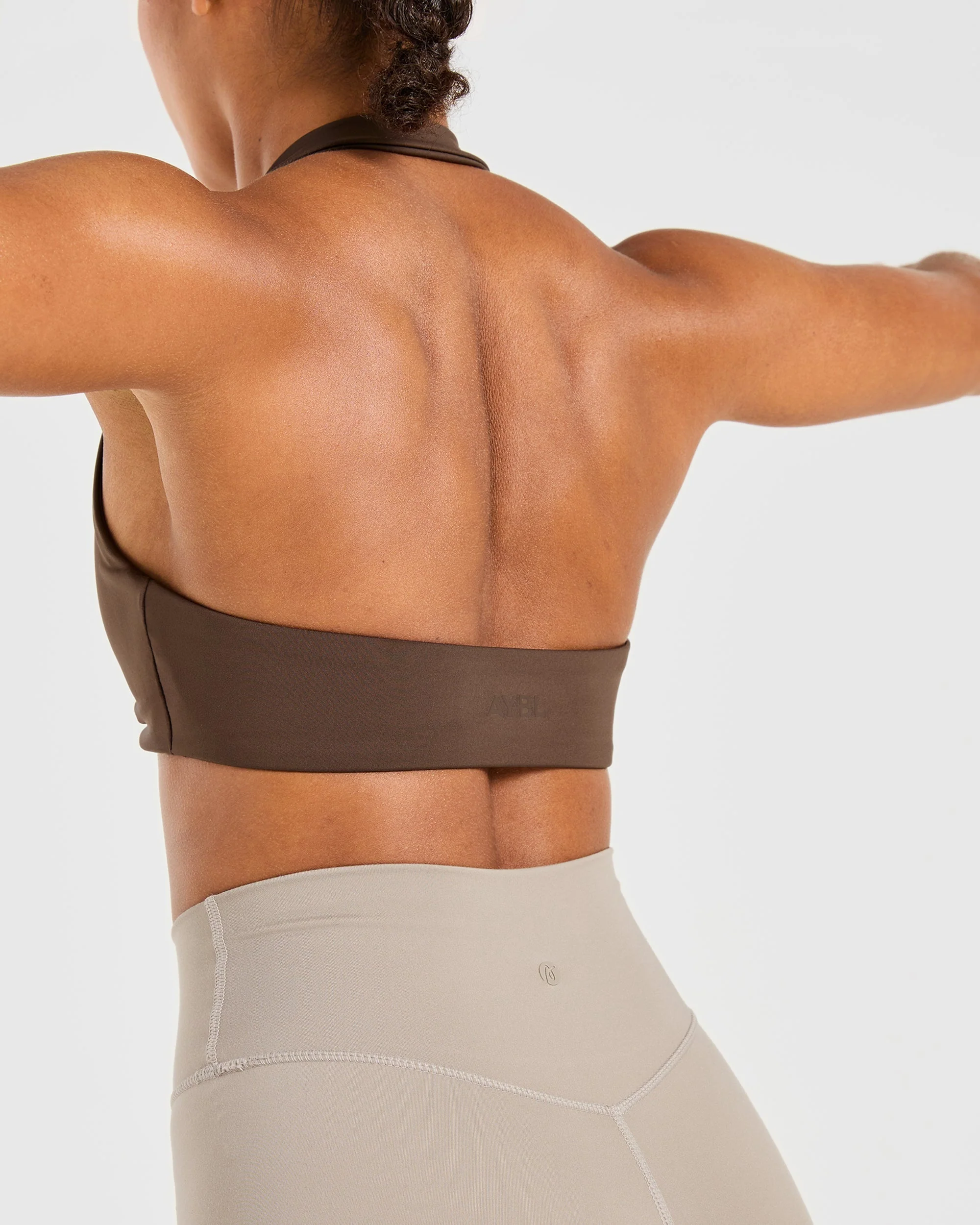 Essential Halterneck Sports Bra - Deep Cocoa Brown - Image 7
