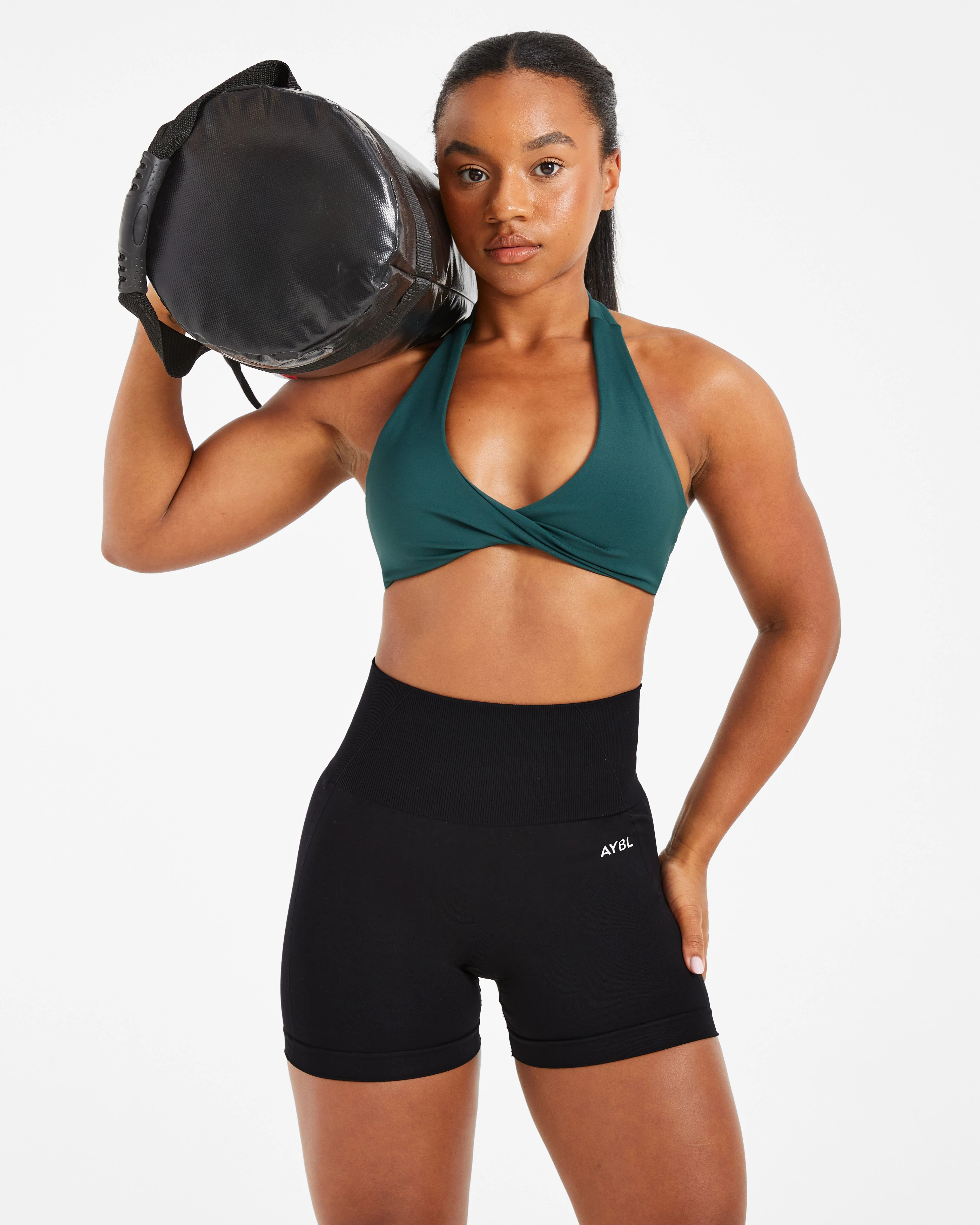 Essential Halterneck Sports Bra - Deep Green - Image 7