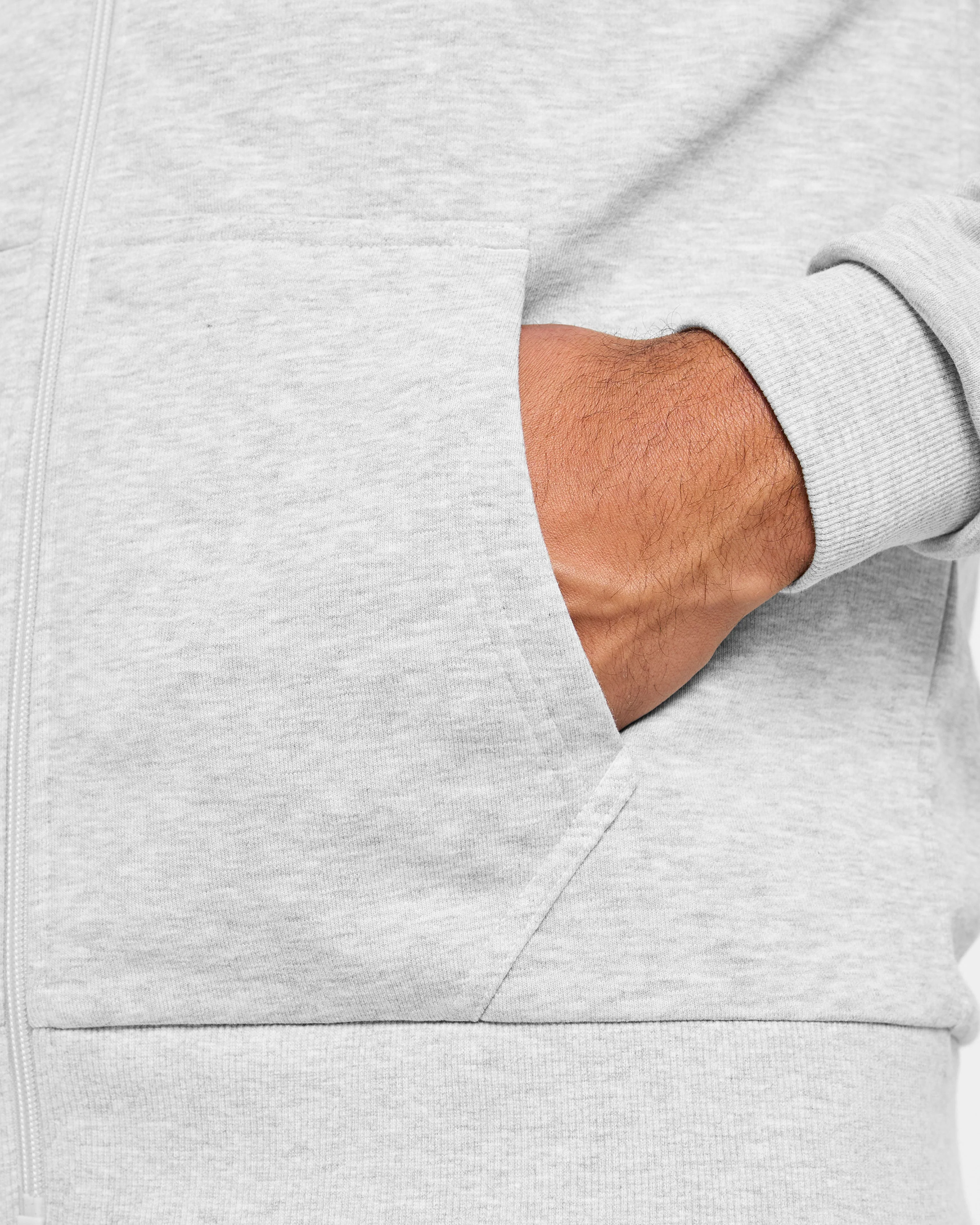 Essential Lightweight Zip Up Hoodie - Grey Marl - Image 6