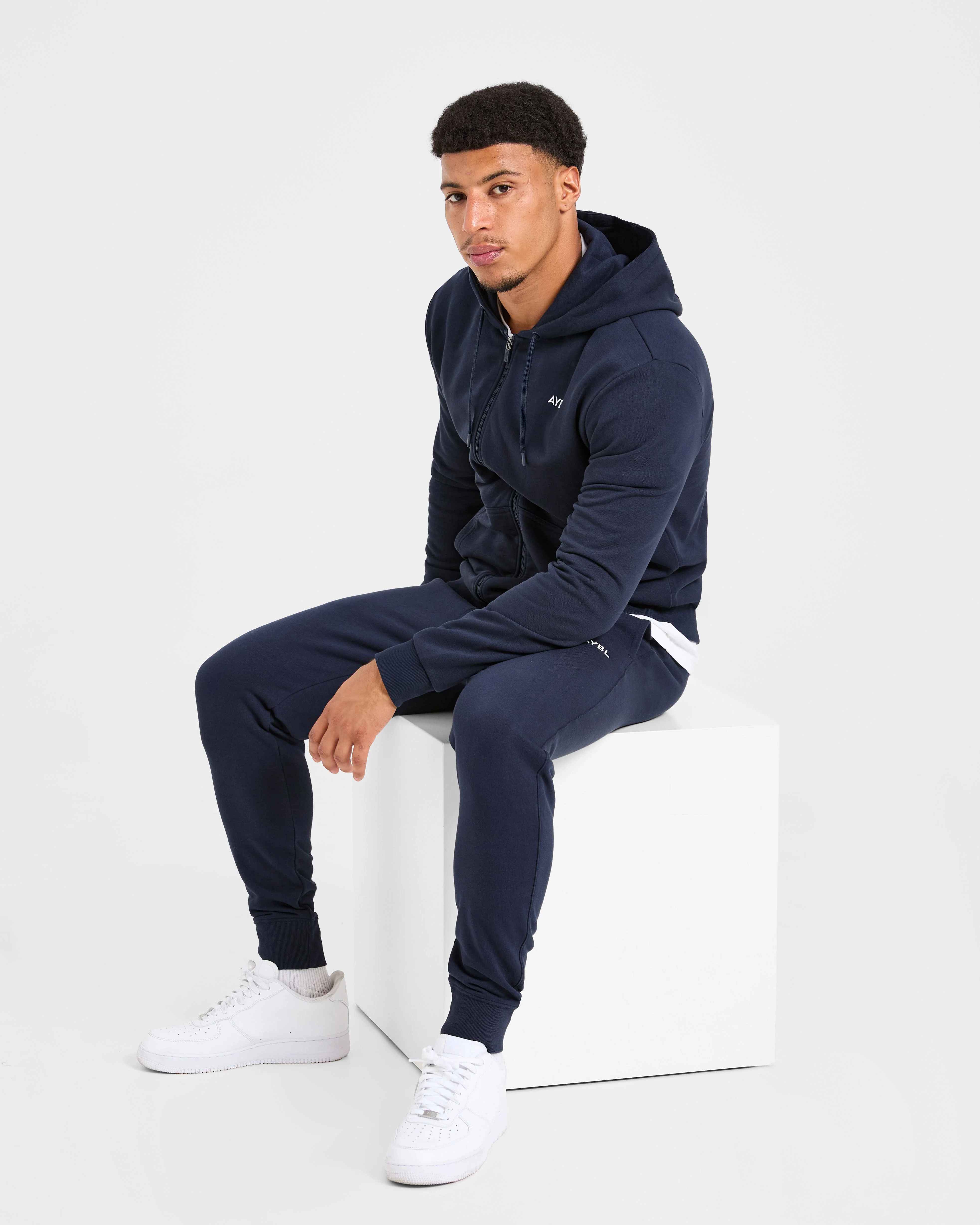 Essential Lightweight Zip Up Hoodie - Navy - Image 7