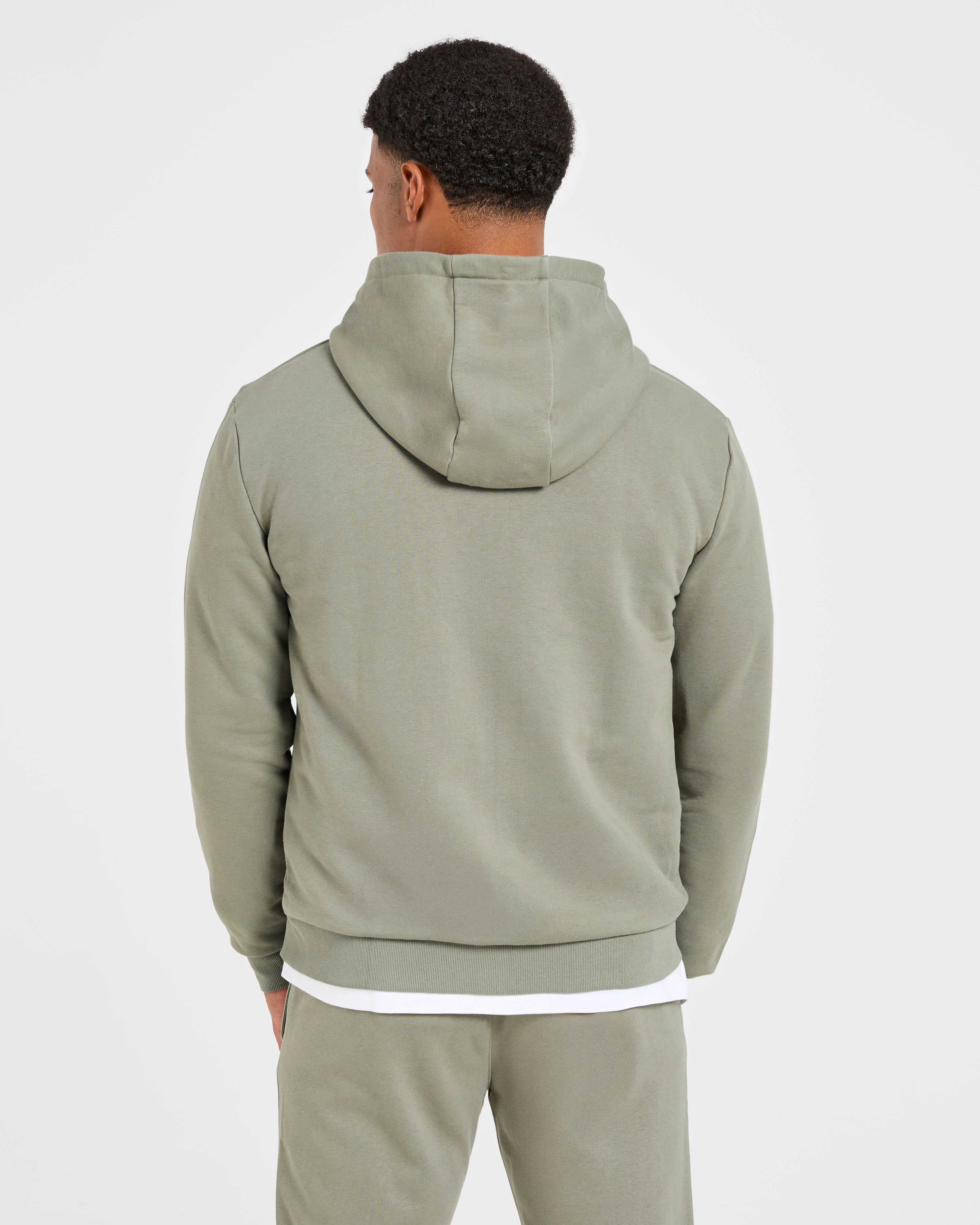 Essential Lightweight Zip Up Hoodie - Washed Sage - Image 2