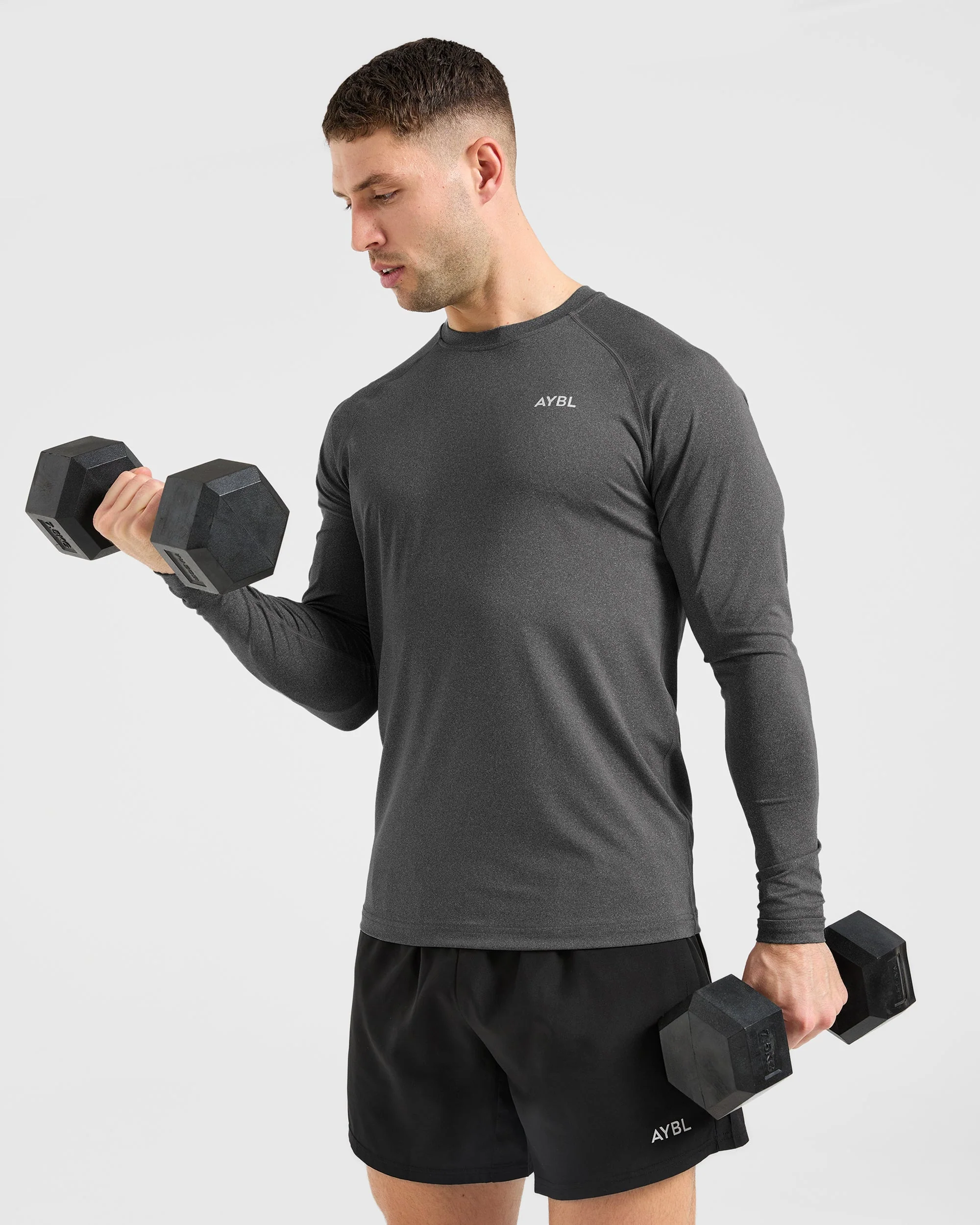 Essential Long Sleeve T Shirt - Grey Marl - Image 7