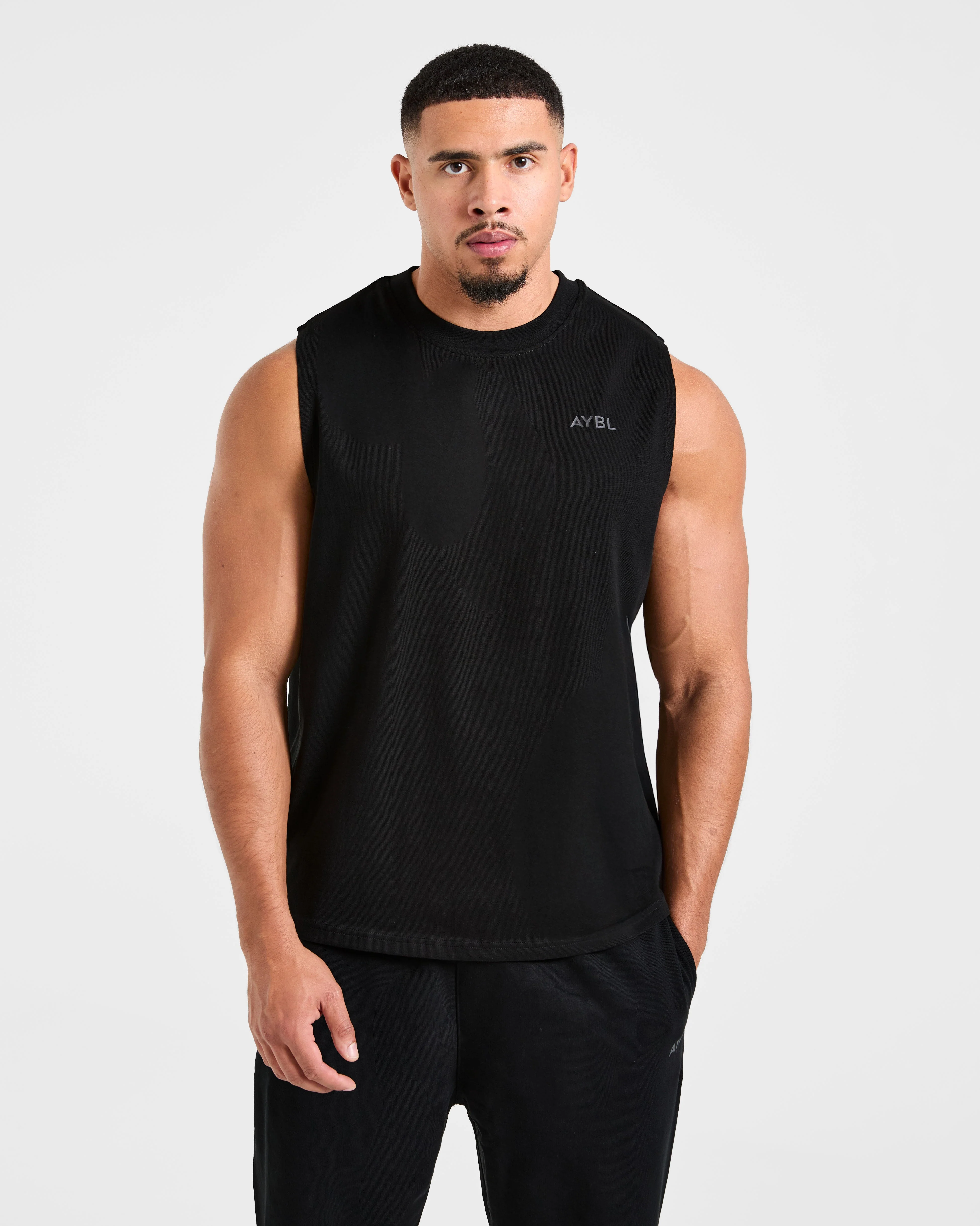 Essential Oversized Graphic Tank - Black - Image 2