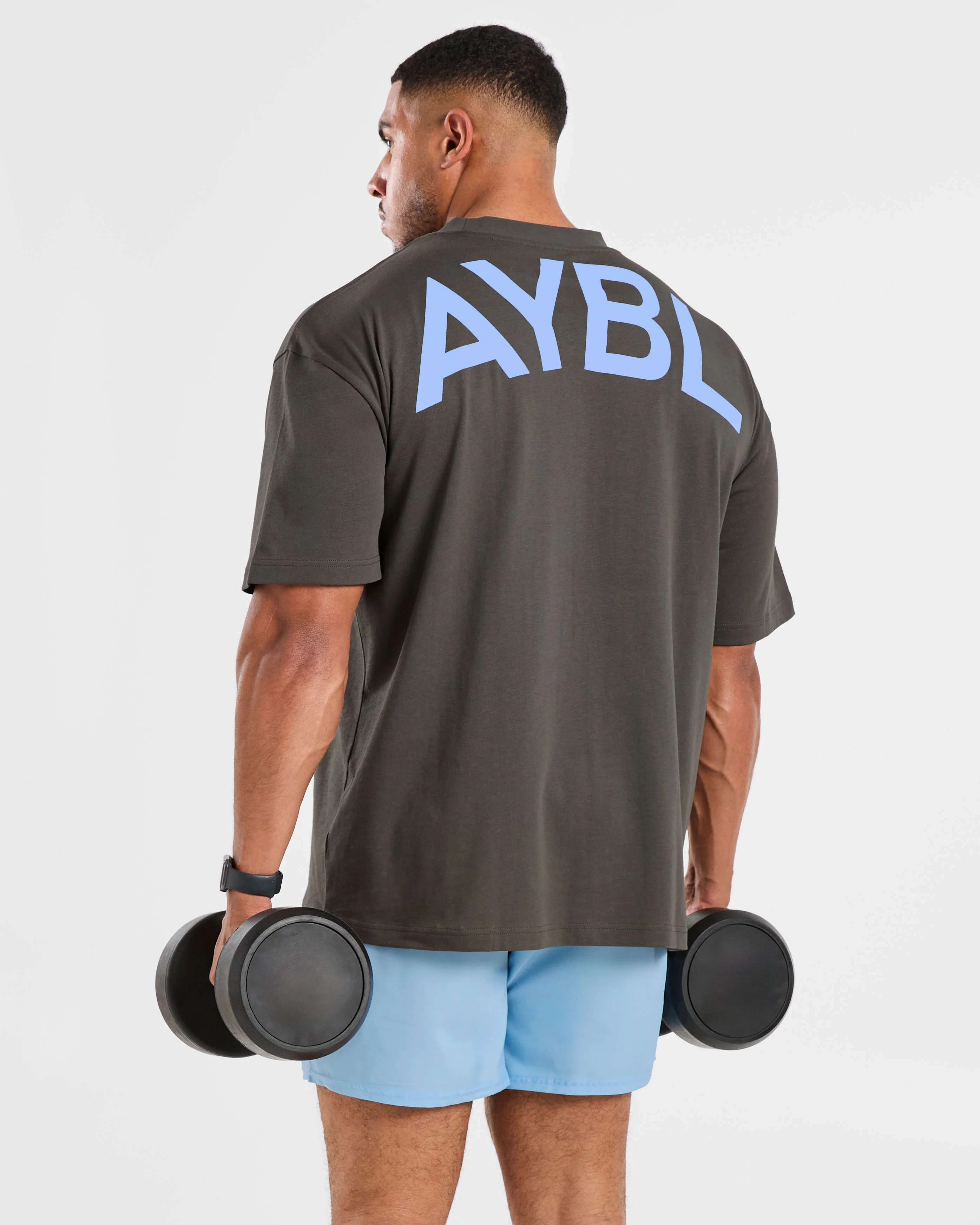 Essential Oversized T Shirt - Charcoal/Cornflower Blue - Image 7