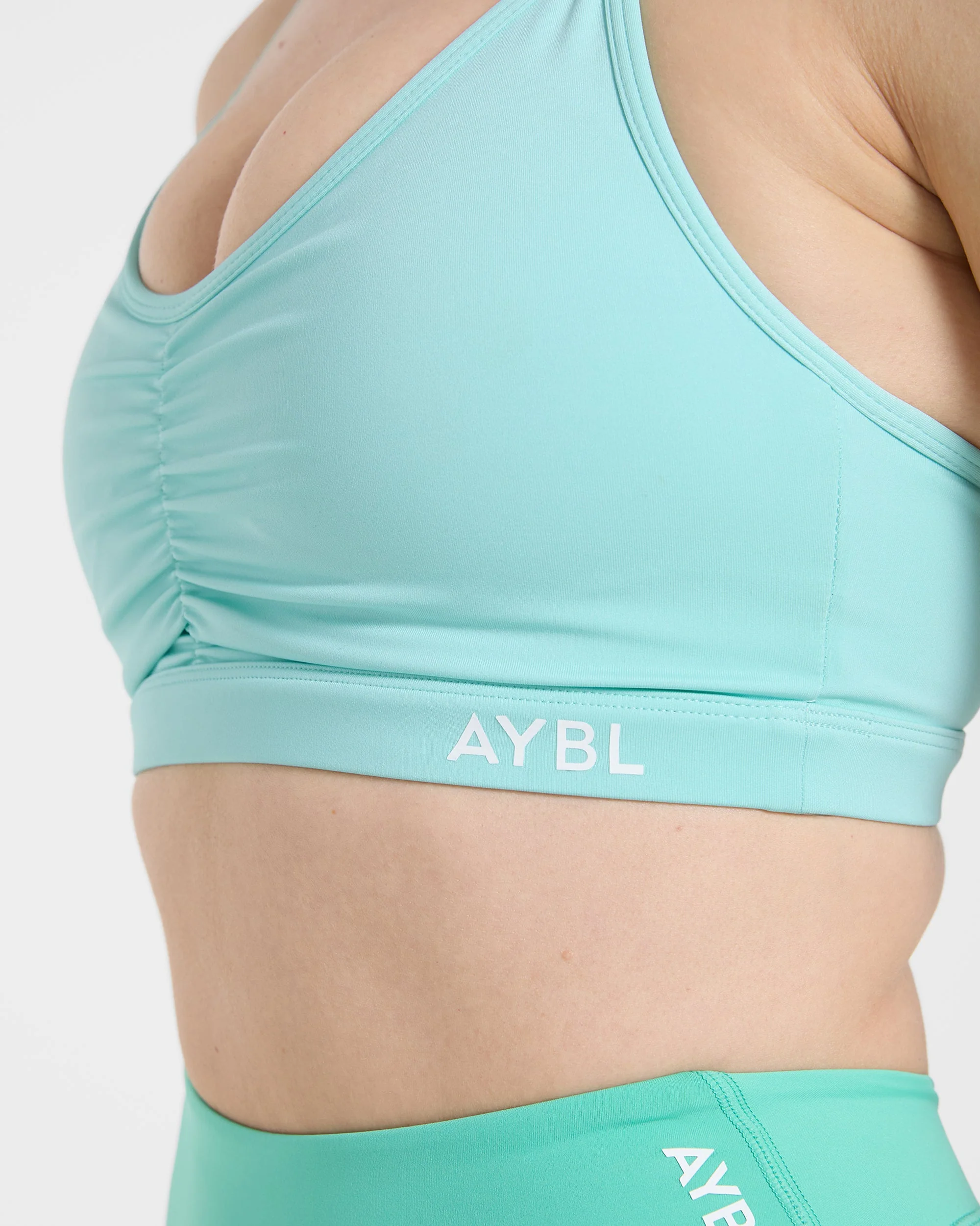 Essential Ruched Sports Bra - Soft Aqua - Image 5
