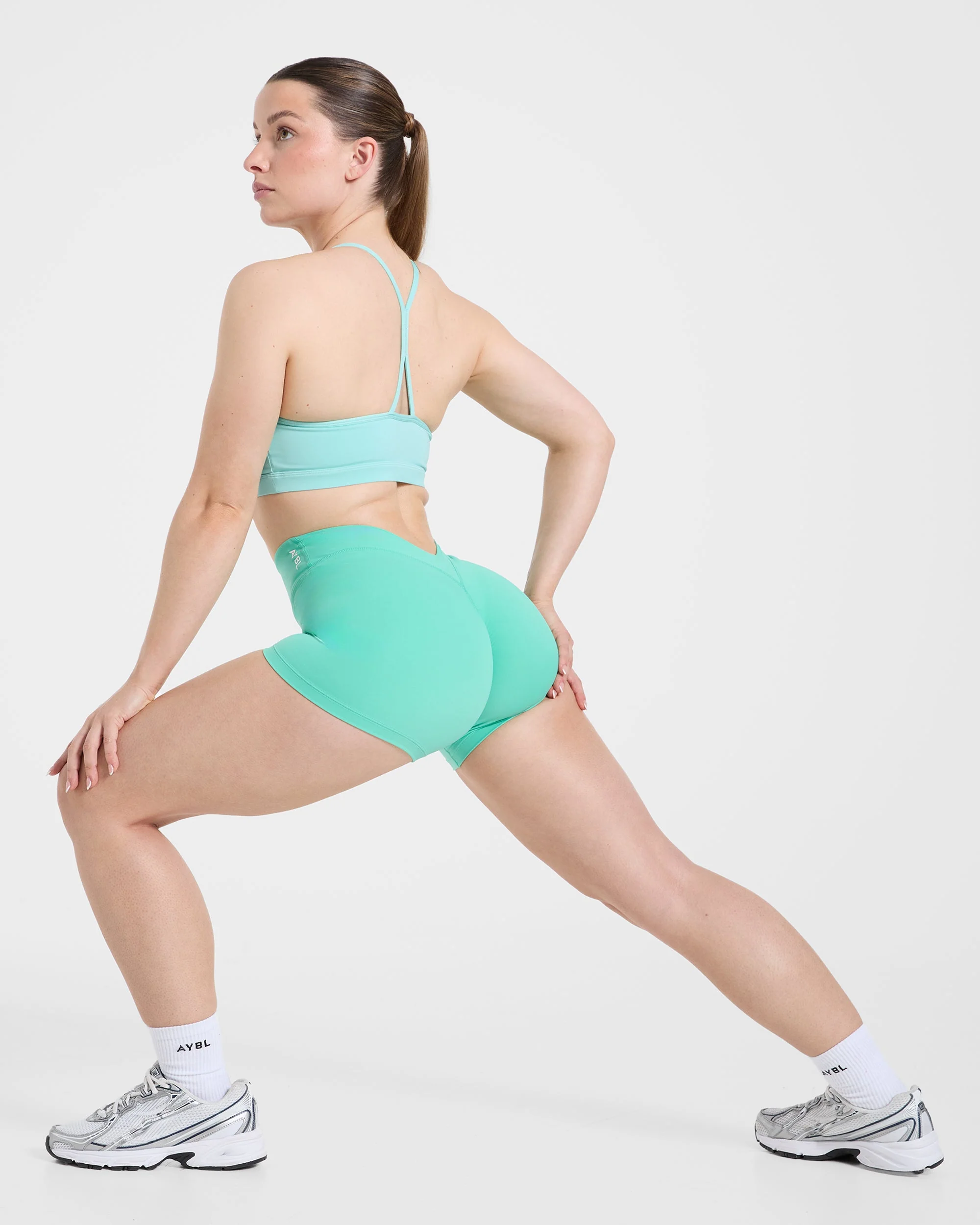 Essential Ruched Sports Bra - Soft Aqua - Image 8